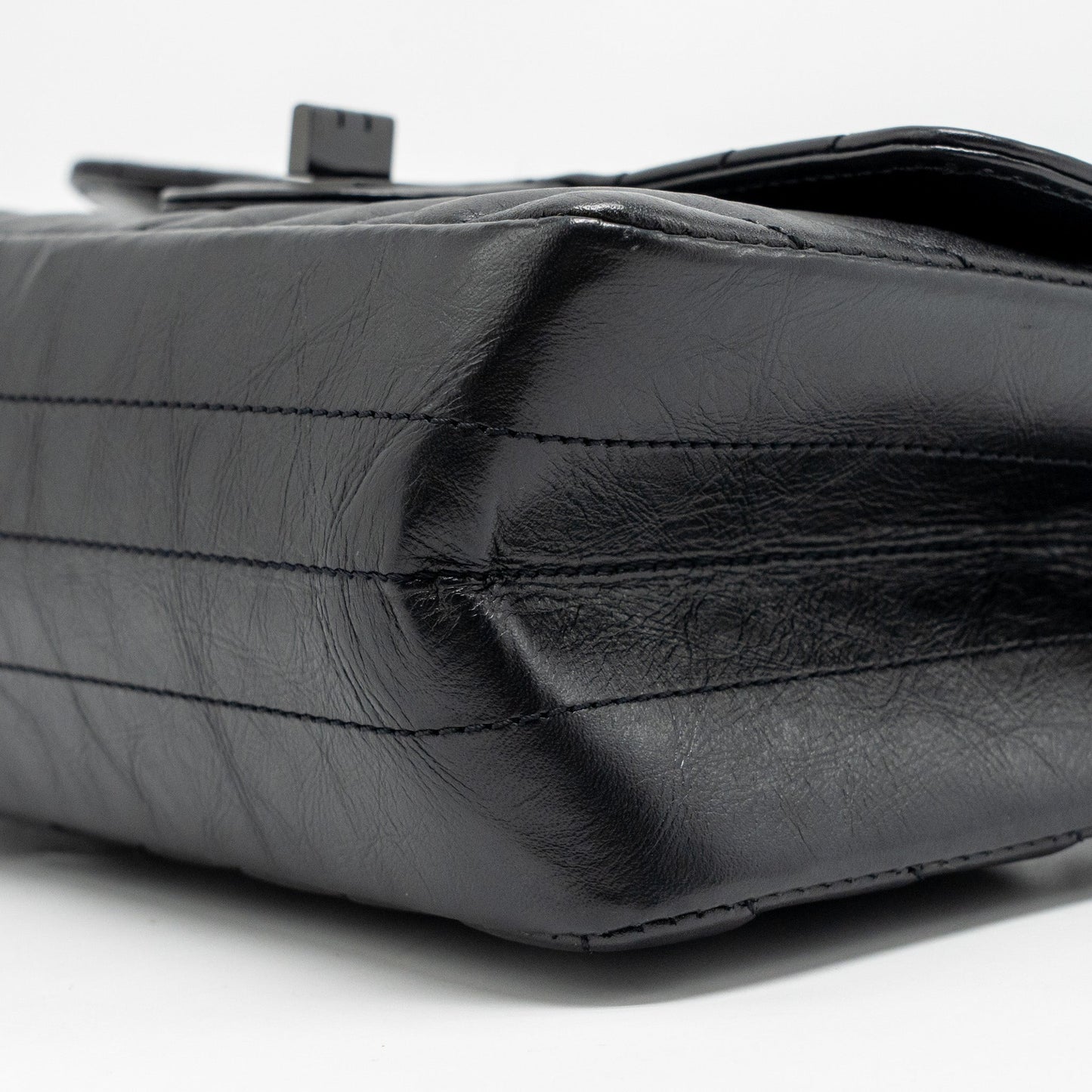 Chanel Mini 2.55 Reissue Flap Bag Chevron Aged Calfskin So Black