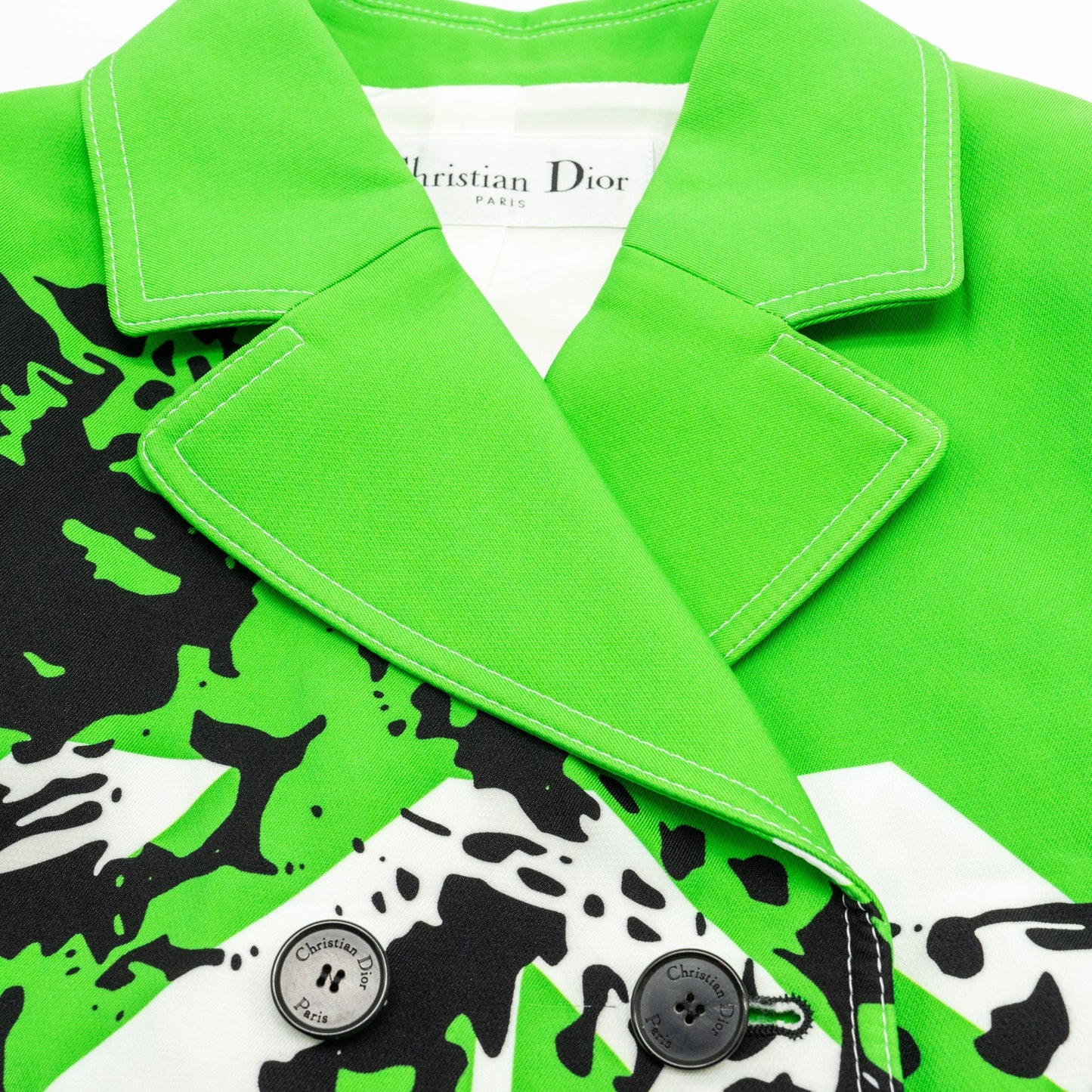 Luxury Dior Size 34 2022 Runway Fantaisie Animalier Cropped Jacket and Shorts Suit Polyamide Green/Multicolour