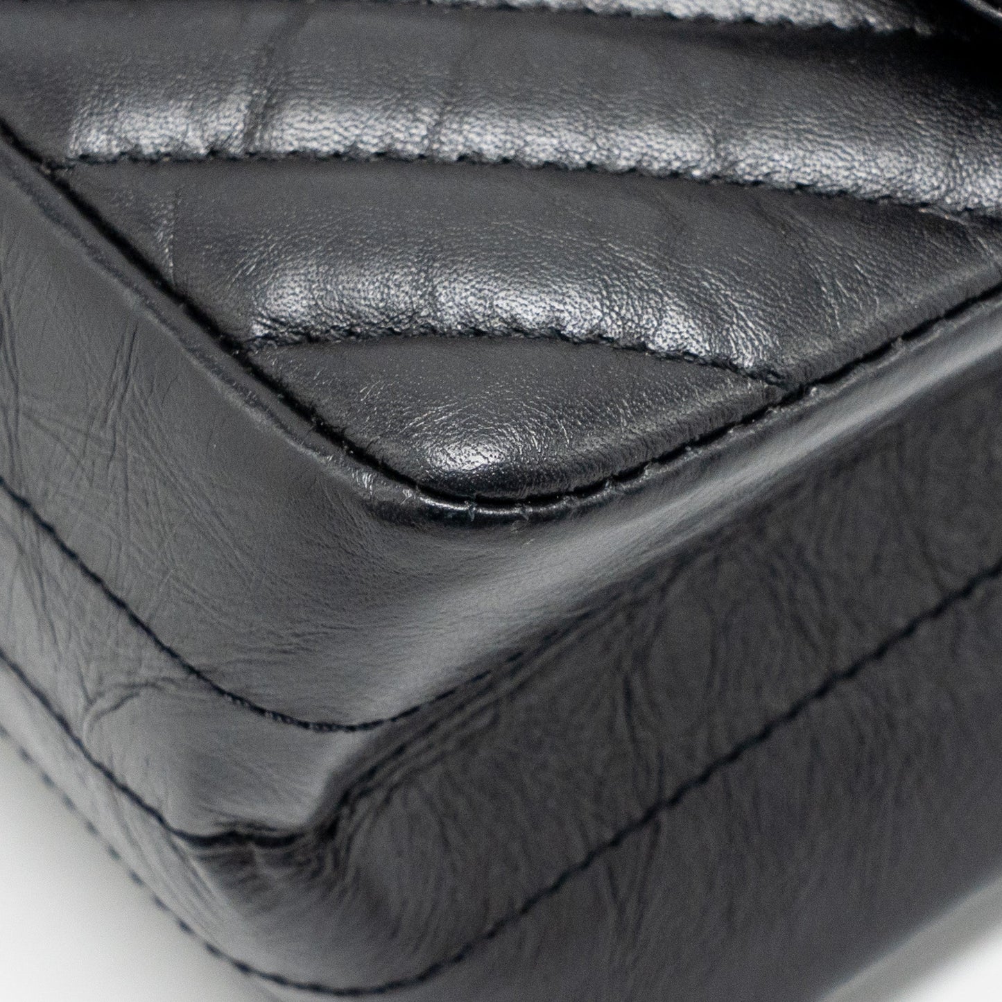 Chanel Mini 2.55 Reissue Flap Bag Chevron Aged Calfskin So Black