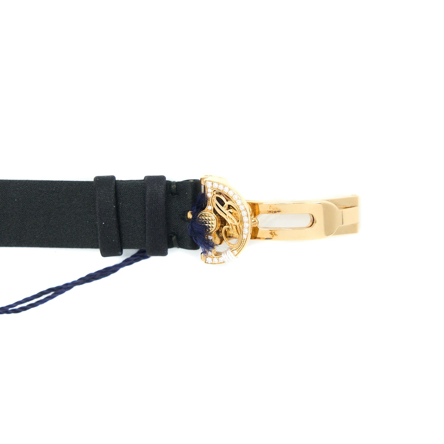 Breguet Reine De Naples Diamond Pave Dial Black Satin Strap Yellow Gold Ref:8928BA8D844DD0D