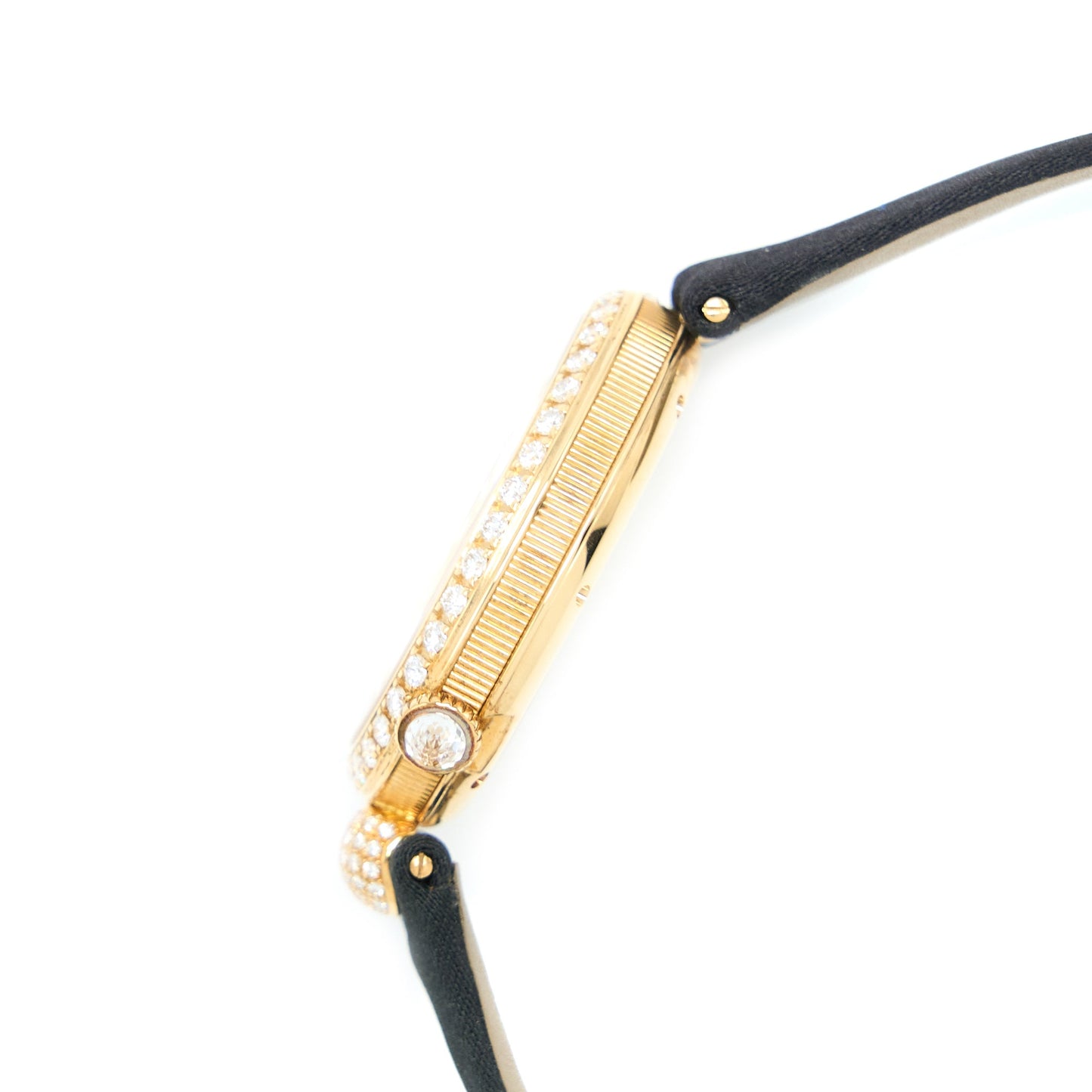 Breguet Reine De Naples Diamond Pave Dial Black Satin Strap Yellow Gold Ref:8928BA8D844DD0D