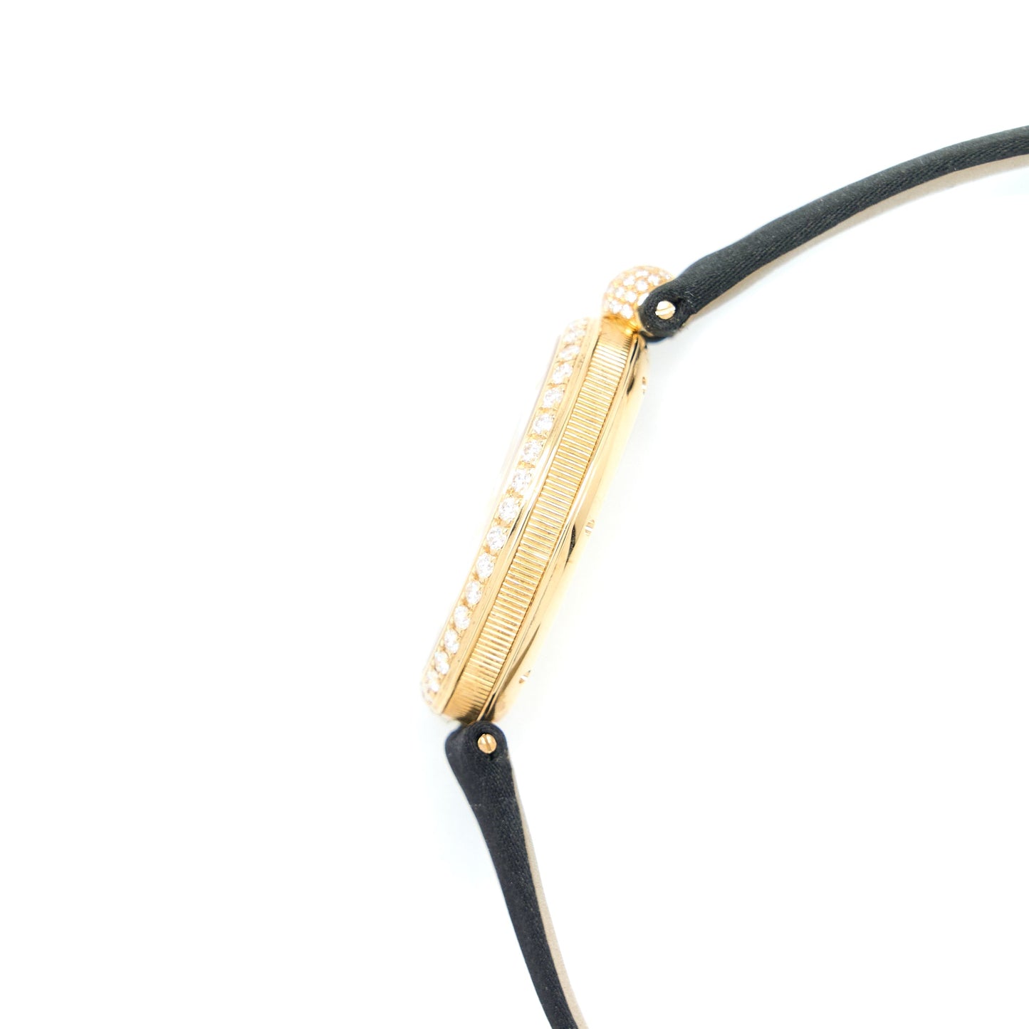 Breguet Reine De Naples Diamond Pave Dial Black Satin Strap Yellow Gold Ref:8928BA8D844DD0D