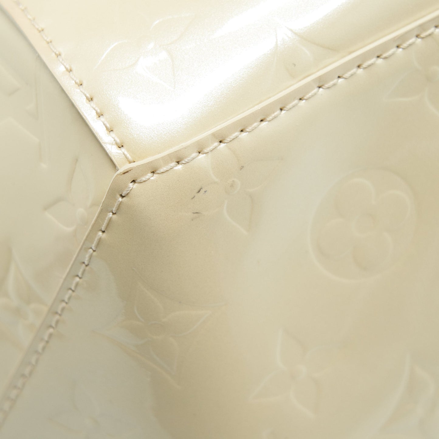 Louis Vuitton Vintage Bowling Tote Shoulder Bag Patent white GHW