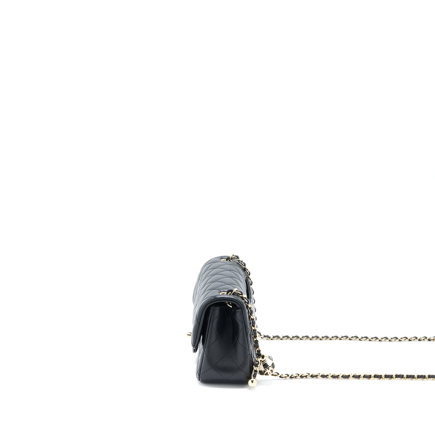 Chanel 23C Pearl Crush Mini Rectangular Flap Bag Lambskin Black LGHW (Microchip)