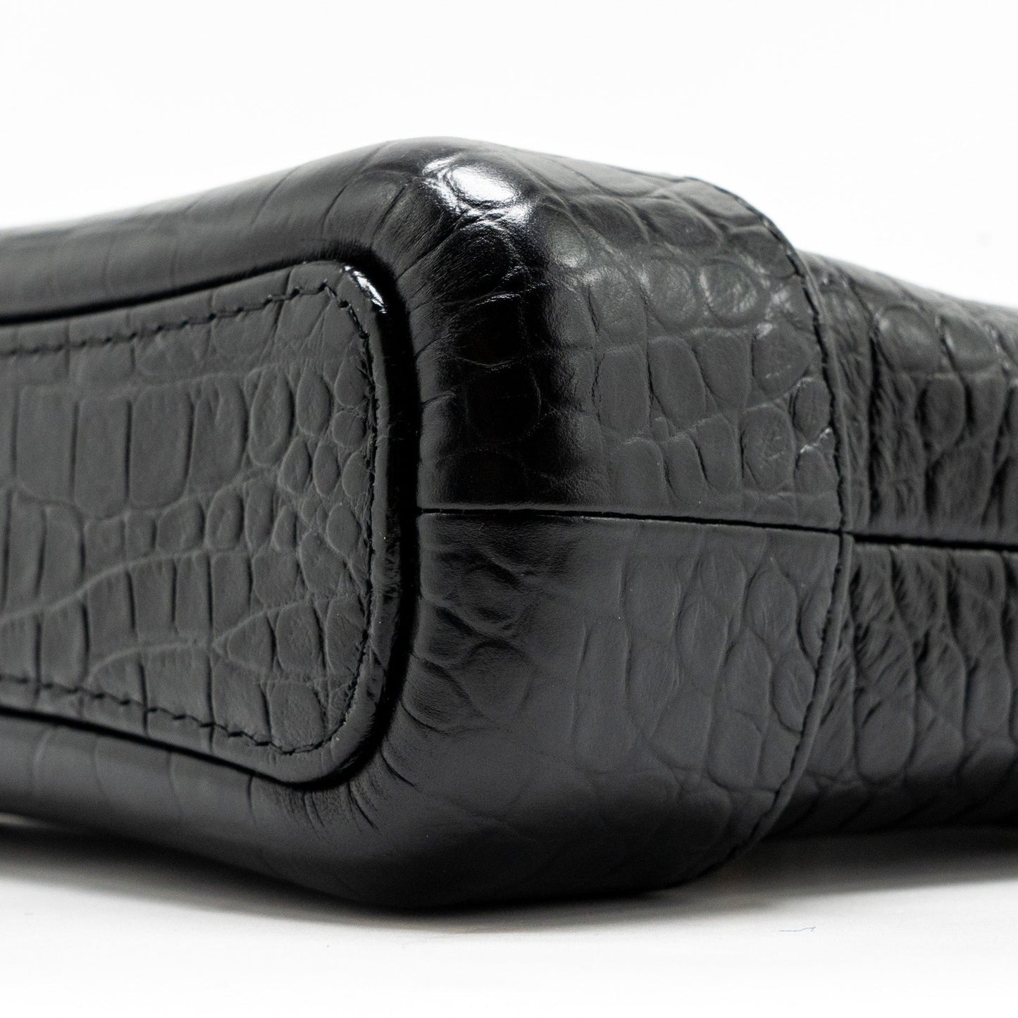 Chanel Small Gabrielle Hobo Bag With Top Handle Croc-embossed Calfskin Black Multicolour Hardware