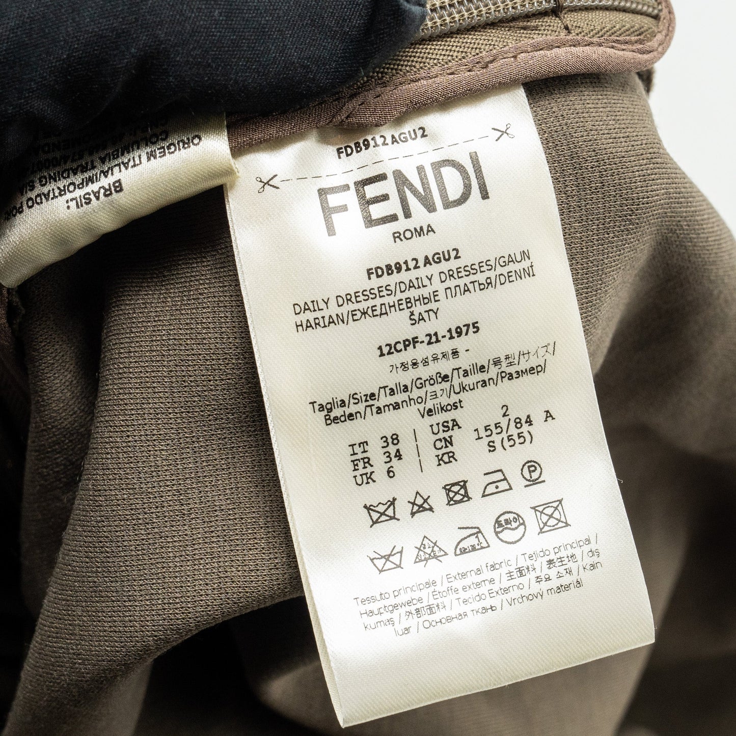 FENDI Size 38 OPERATOR Off-shoulder Wool / Polyamide Dress Brown