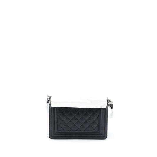 Chanel Small Boy Bag Caviar Black Ruthenium SHW (Microchip)