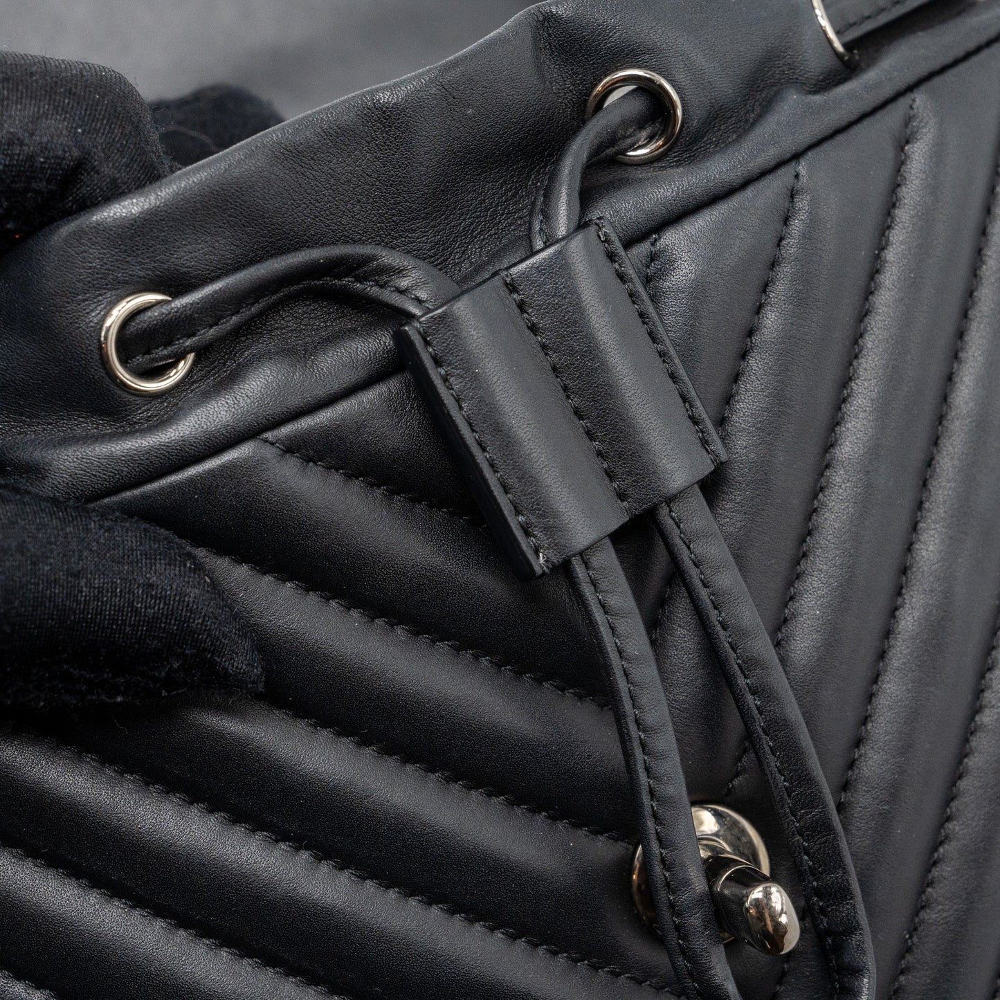 Chanel Small Urban Spirit Backpack Chevron Calfskin Black SHW