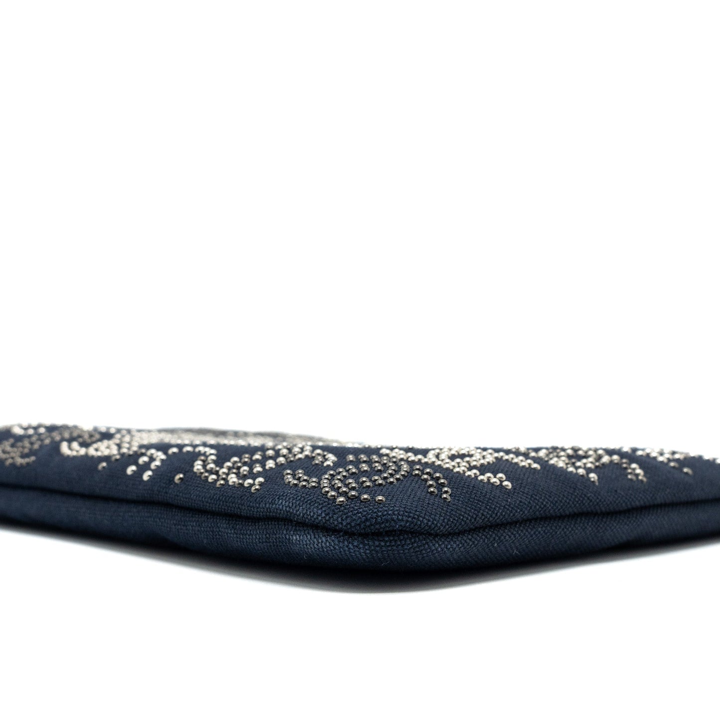 Chanel Double Side Zip Pouch/Zip Clutch Fabric Black Ruthenium Hardware