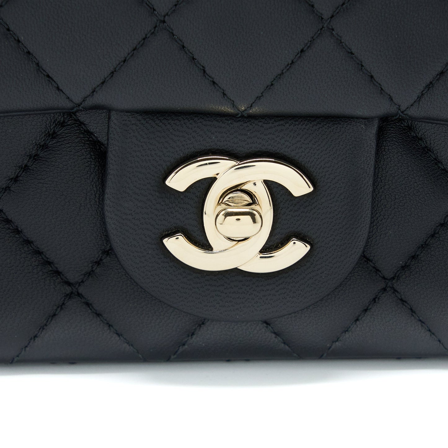Chanel 23C Pearl Crush Mini Rectangular Flap Bag Lambskin Black LGHW (Microchip)