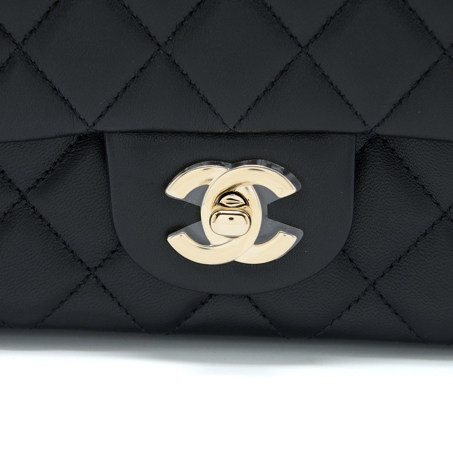Chanel Mini Rectangular Flap Bag Lambskin Black LGHW (Microchip)