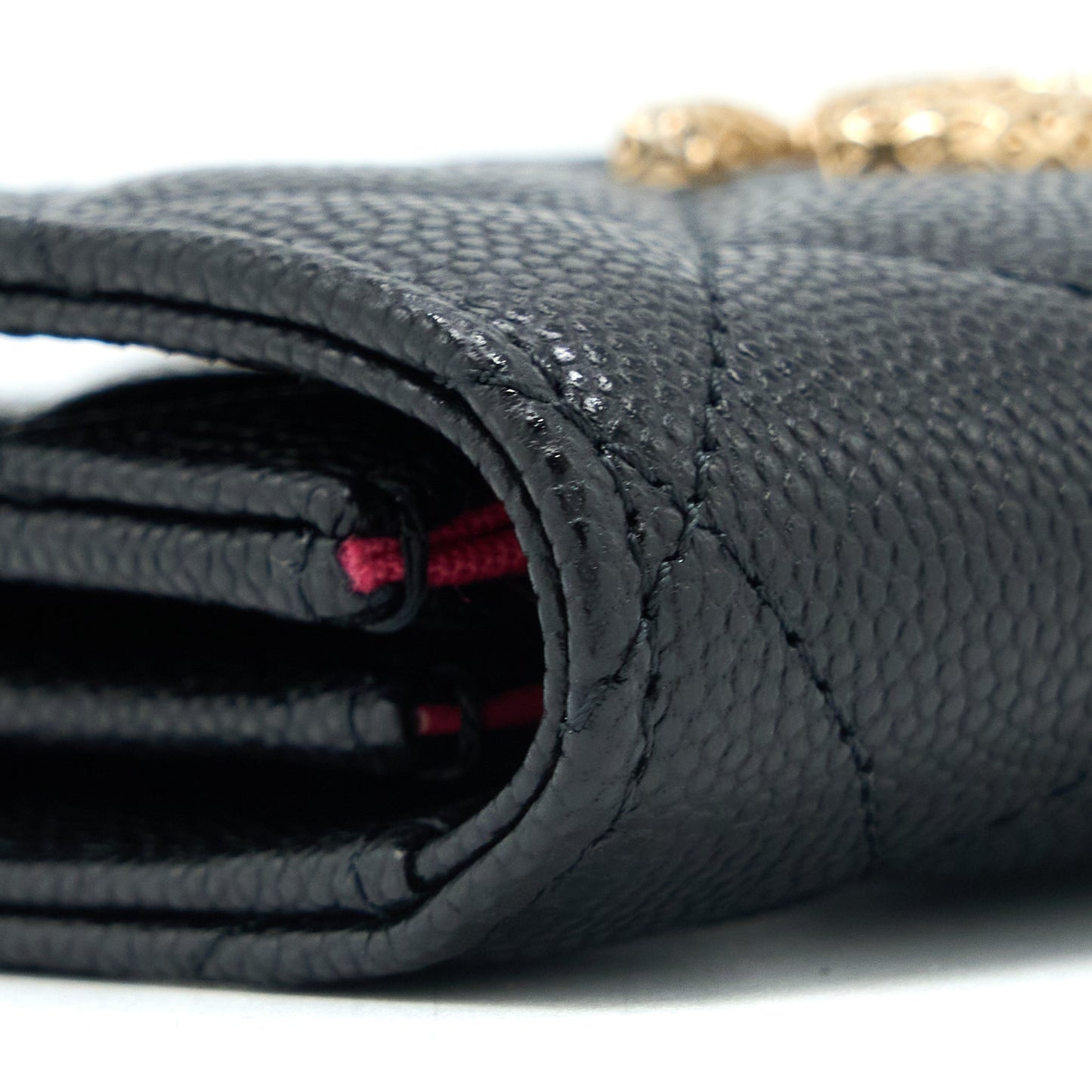 Chanel 23P Detailed CC logo Flap Card Holder Caviar Black LGHW (Microchip)