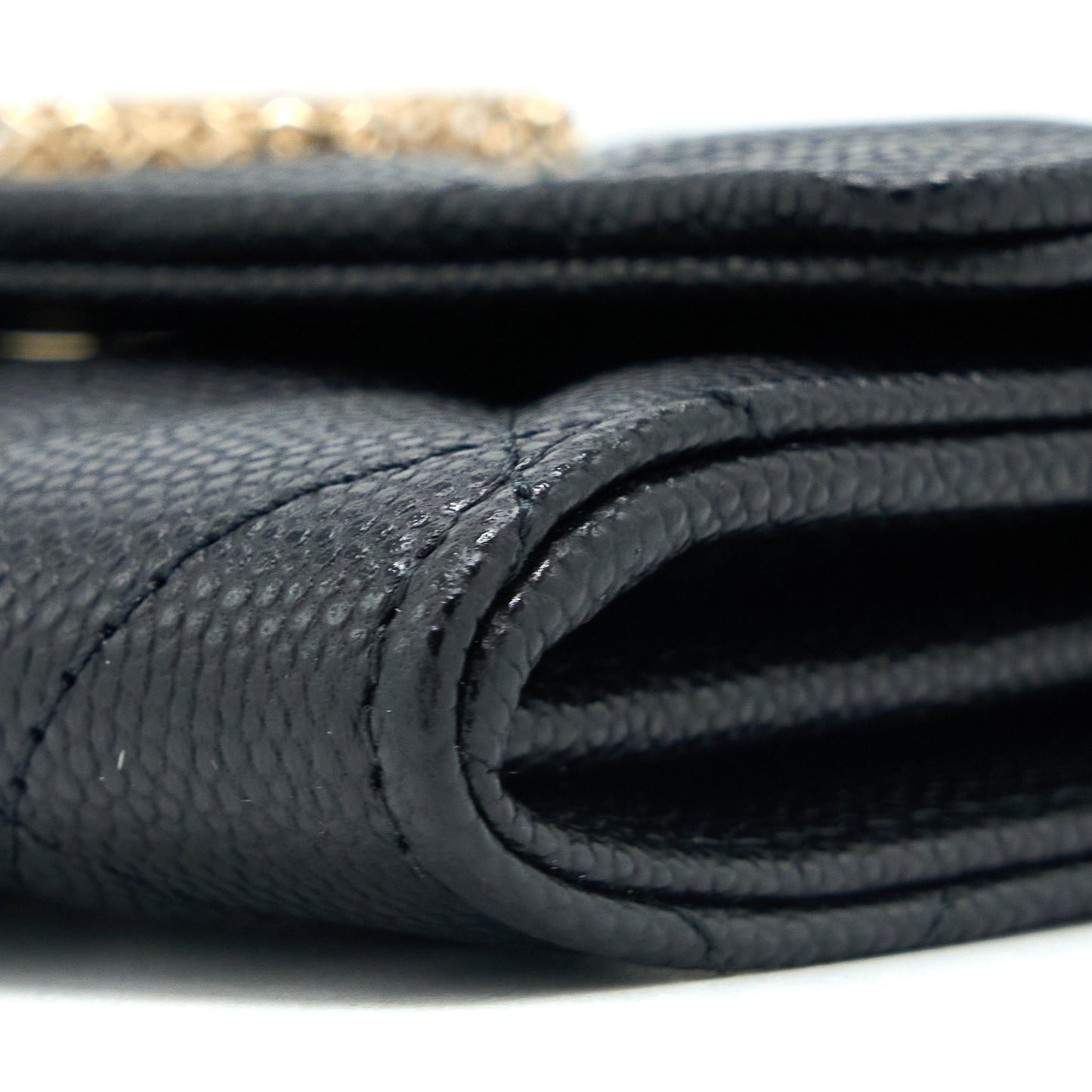 Chanel 23P Detailed CC logo Flap Card Holder Caviar Black LGHW (Microchip)
