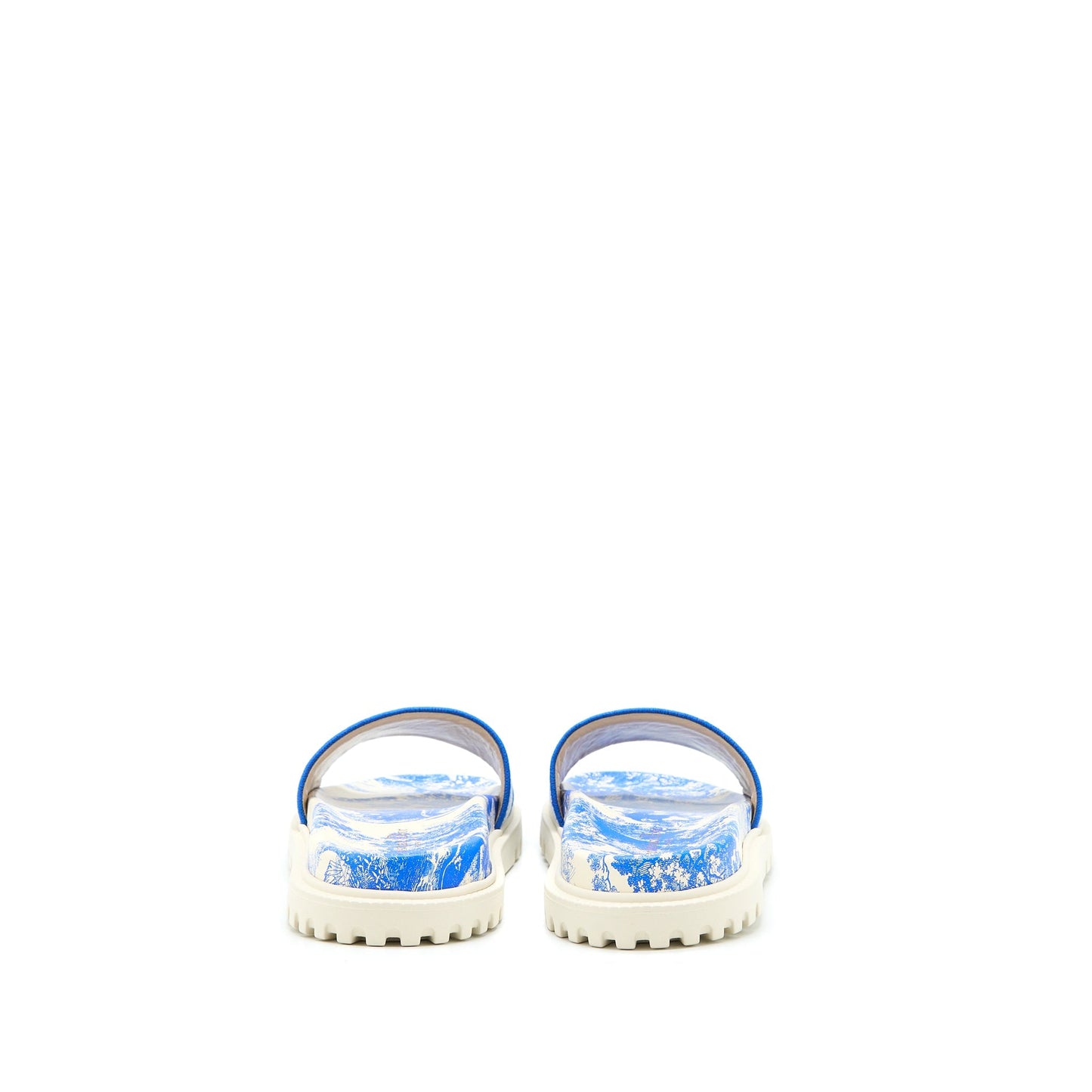 Luxury Dior Size 38 Sandal Blue Embroidered Cotton Blue/white