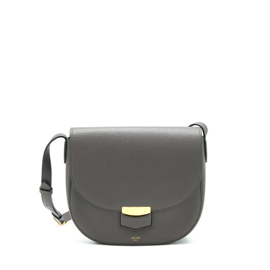 Celine Trotteur Bag Large Grained Calfskin Grey GHW