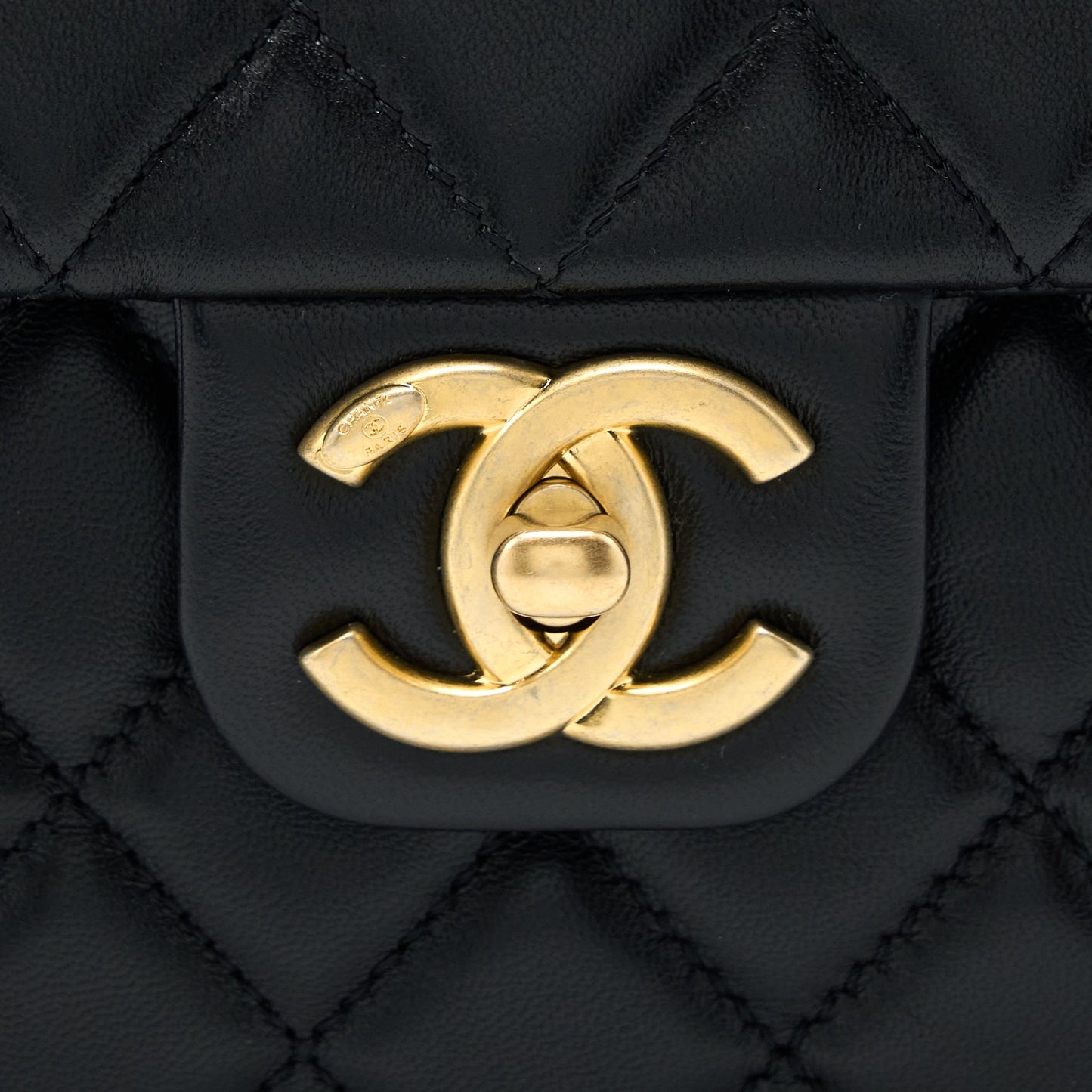 Chanel 22K Coco Chain Quilted Flap Bag Lambskin Black Brushed GHW (Microchip)