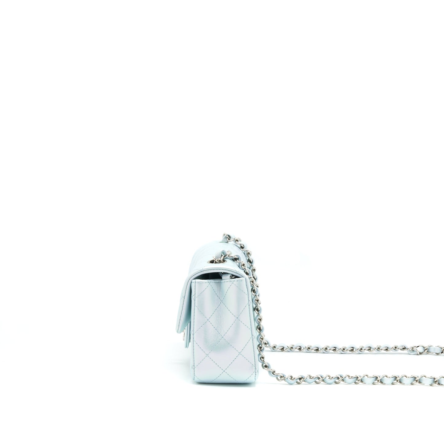 Chanel 21K Iridescent Baby Blue Mini Rectangular SHW