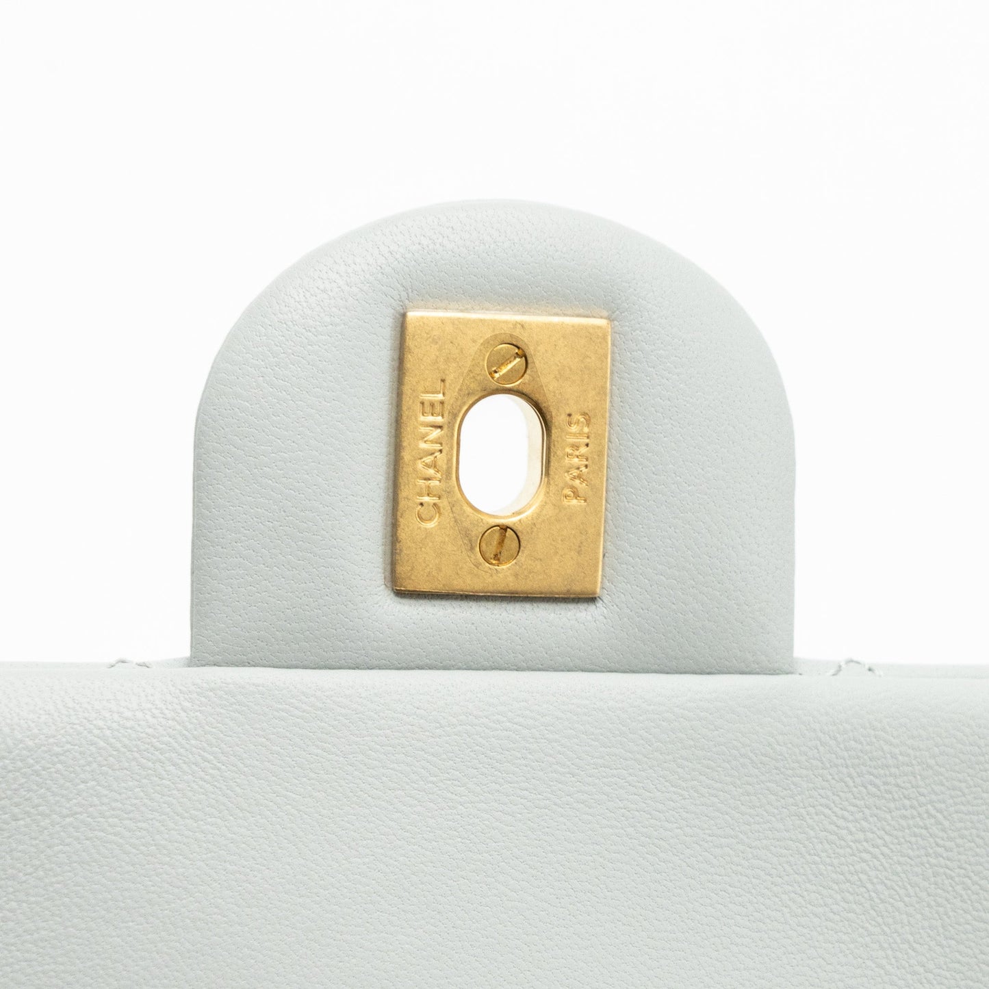 Chanel 23C pearl crush mini square flap bag lambskin grey GHW (microchip)