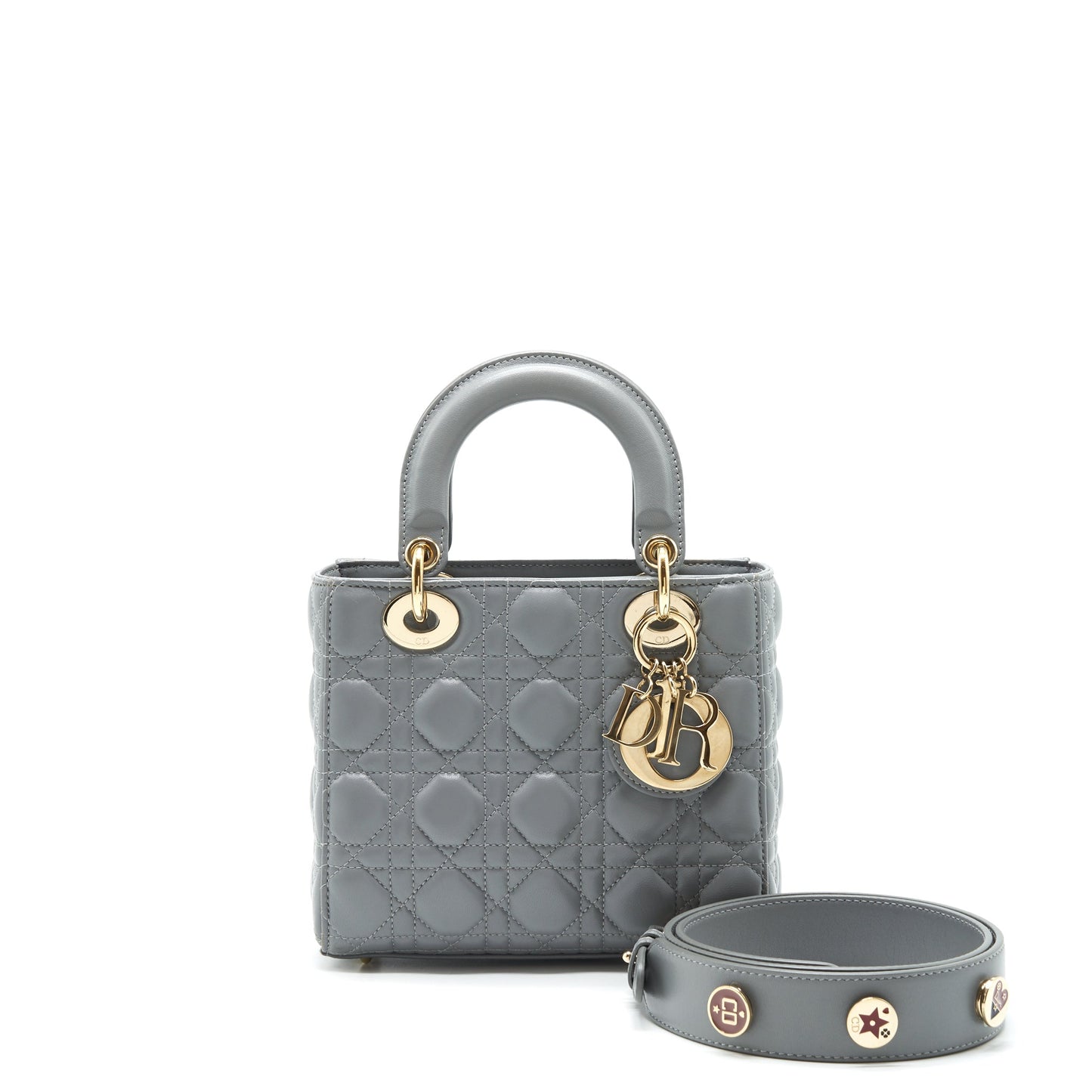 Christian Luxury Dior small Lady Luxury Dior Lambskin Grey GHW