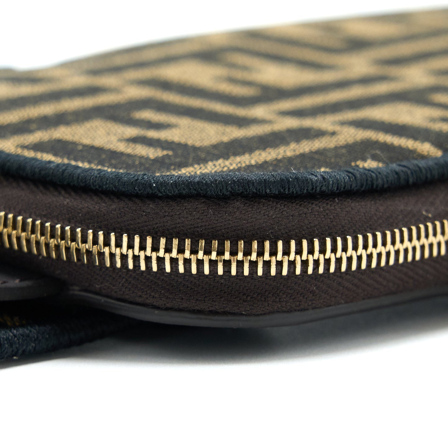 Fendi Bag Strap with Phone Pouch FF Jacquard Canvas Brown GHW