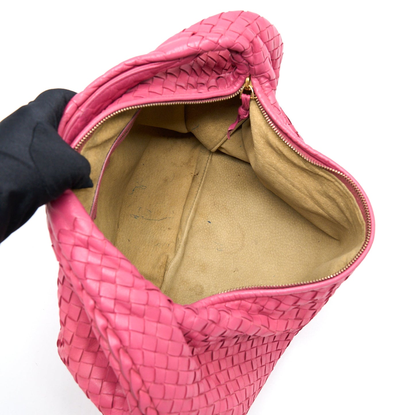 Bottega Veneta Intercciato Hobo Bag Pink GHW