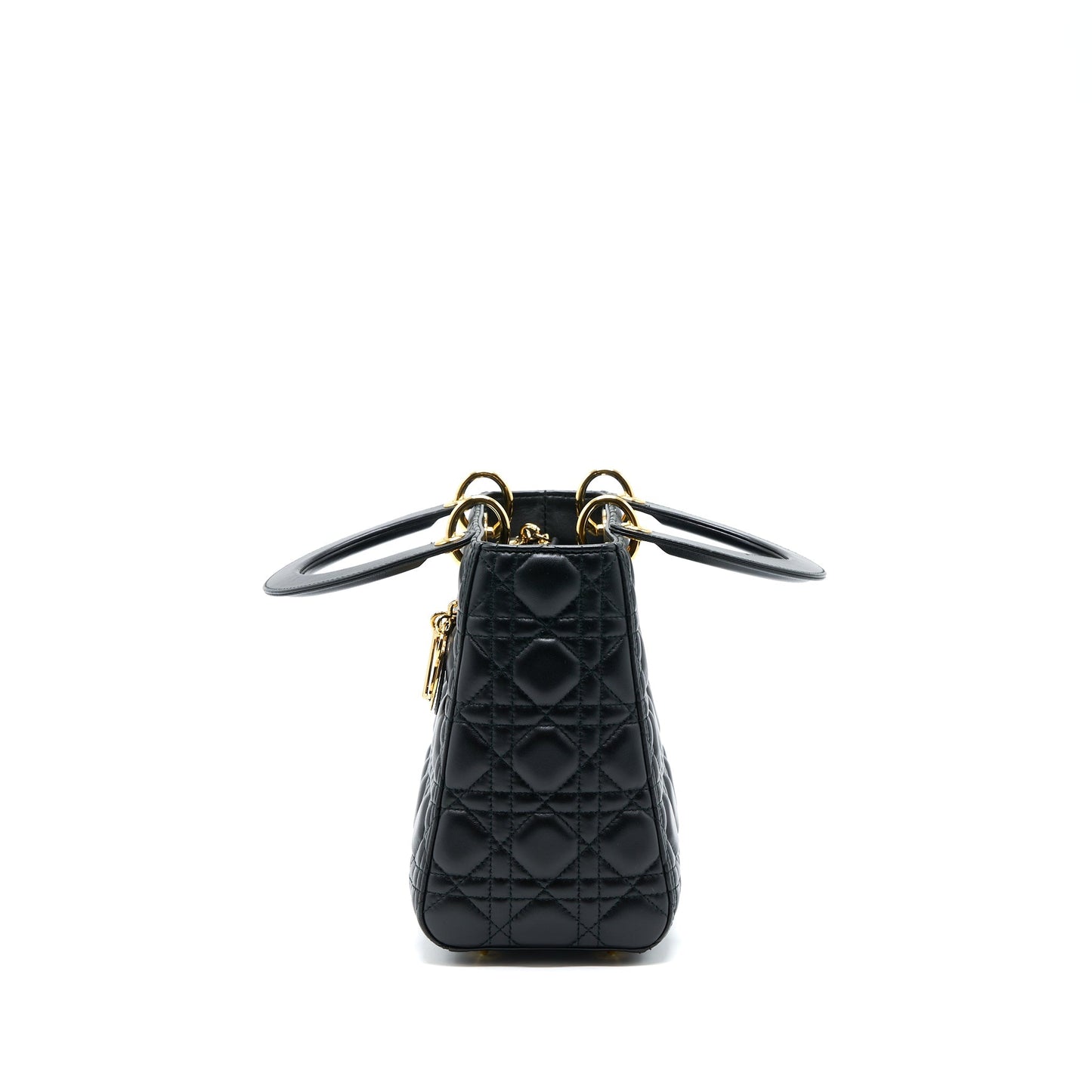 Luxury Dior Medium Lady Luxury Dior Lambskin Black GHW