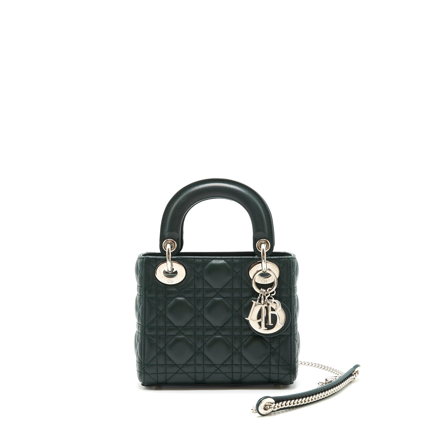 Luxury Dior mini Lady Luxury Dior lambskin Dark Green SHW
