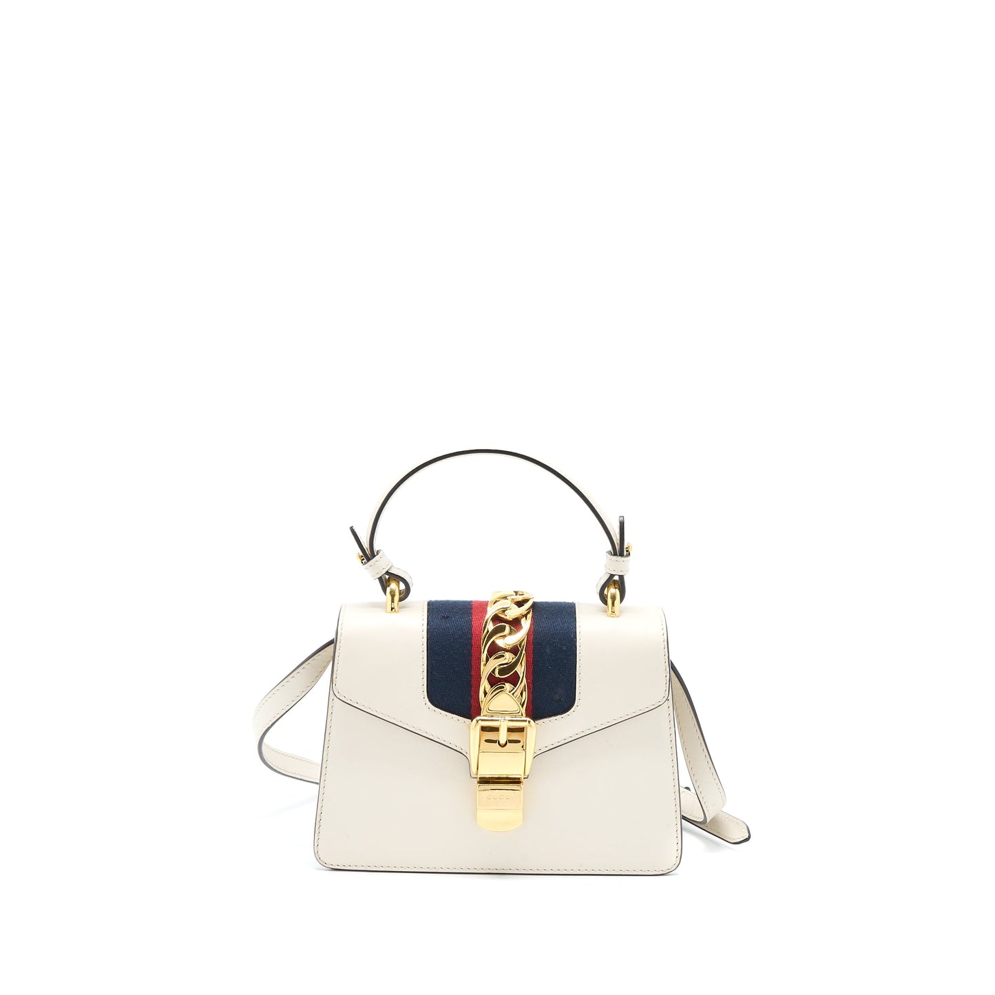 Gucci Mini Top Handle Sylvie Bag Calfskin White GHW