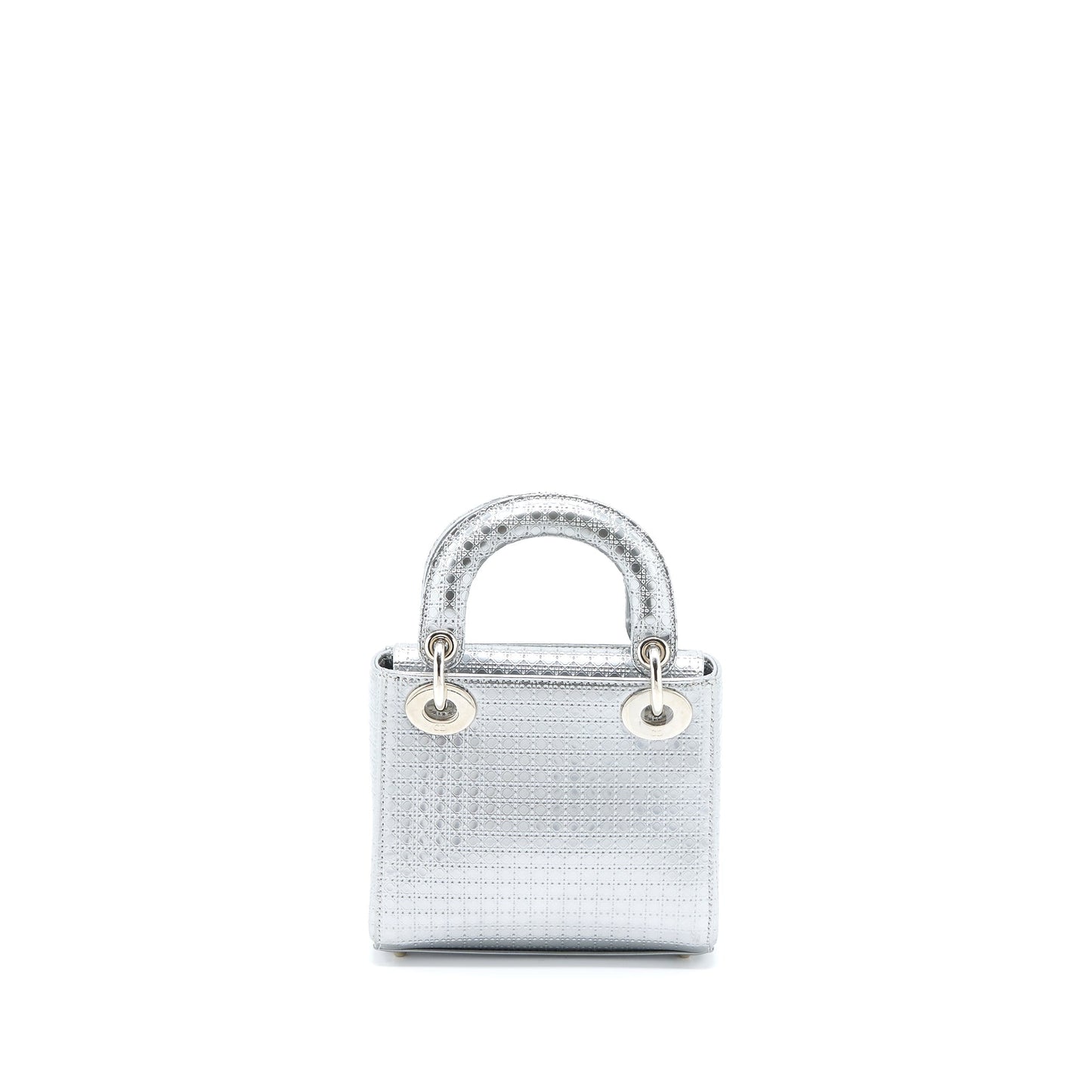 Luxury Dior Mini Lady Luxury Dior Patent Metallic Silver SHW