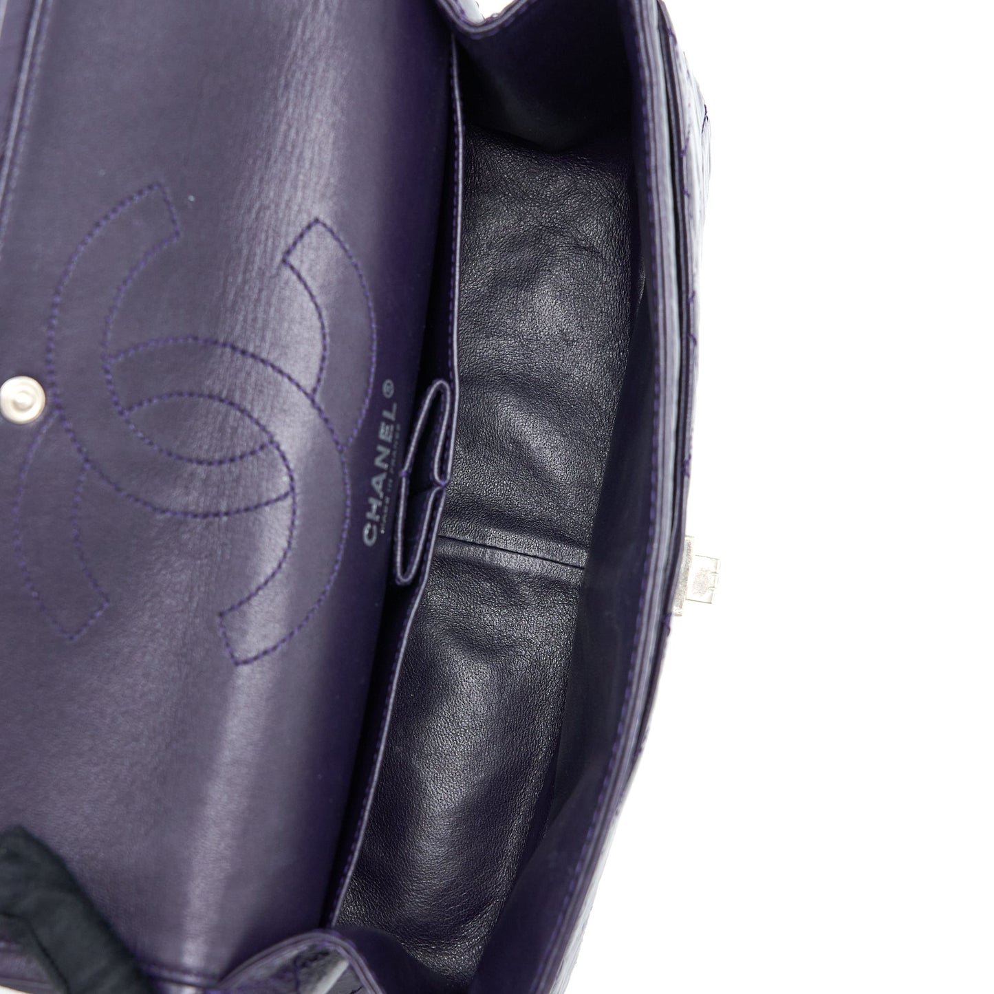 Chanel Large 2.55 Reissue Flap Bag Aged Calfskin Dark Purple Ruthenium Hardware