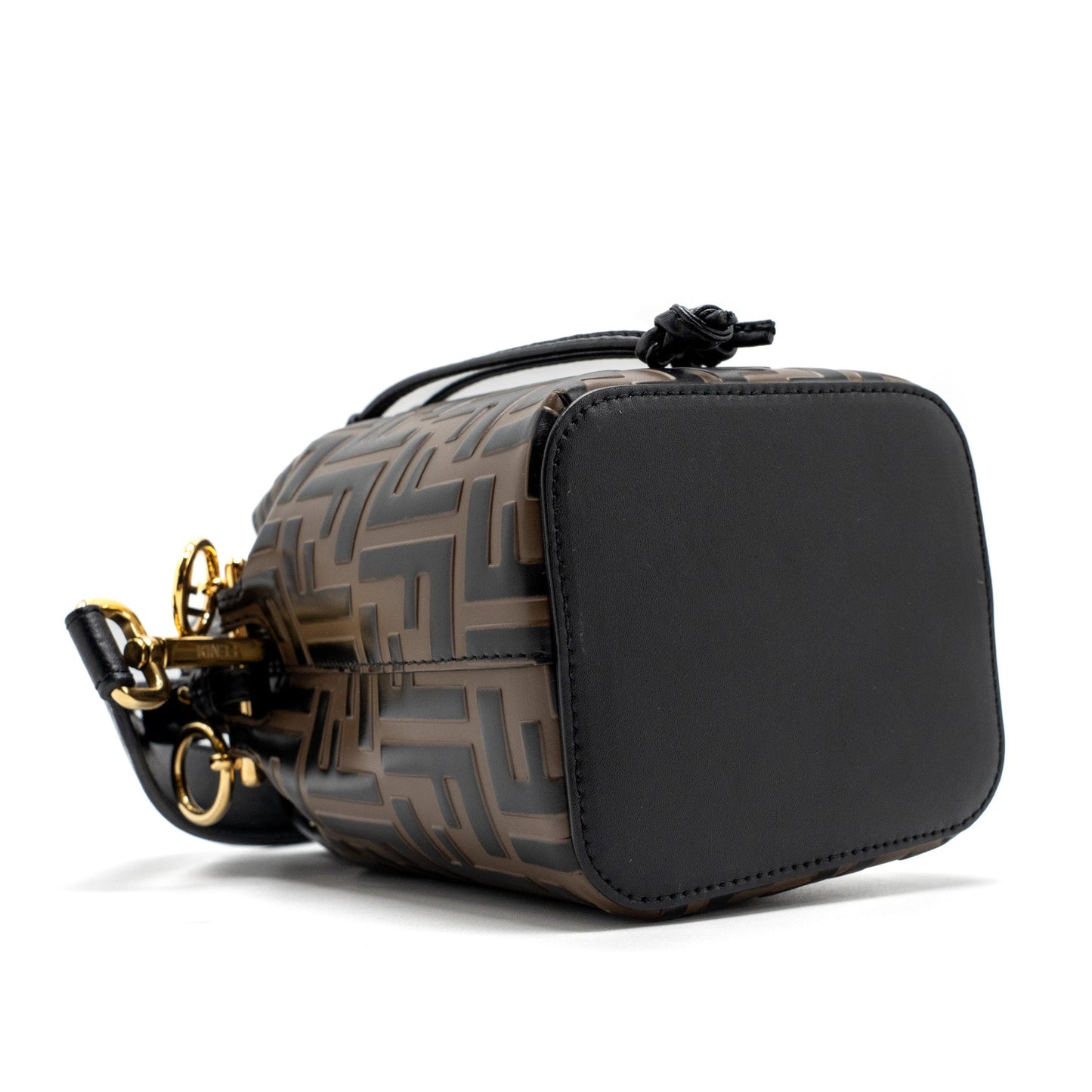 Fendi mini mon tresor bucket bag calfskin brown / black GHW