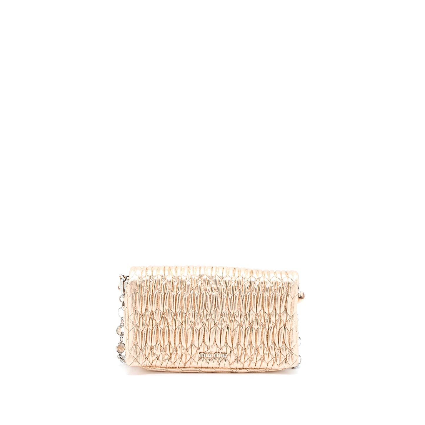Miumiu Crystal Shoulder Bag Nappa Cipria Lame SHW