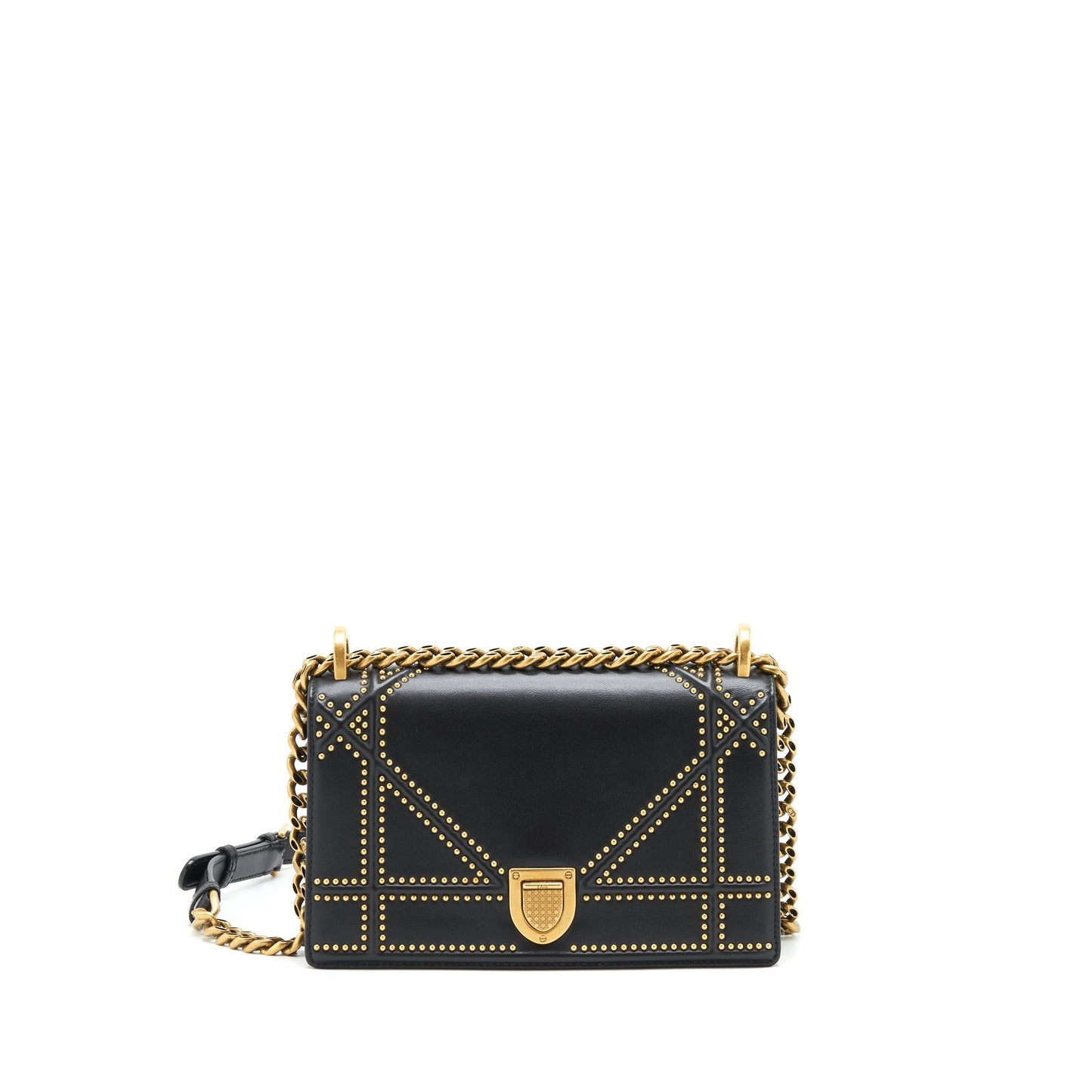 Luxury Dior Small Studded Luxury Diorama Black GHW