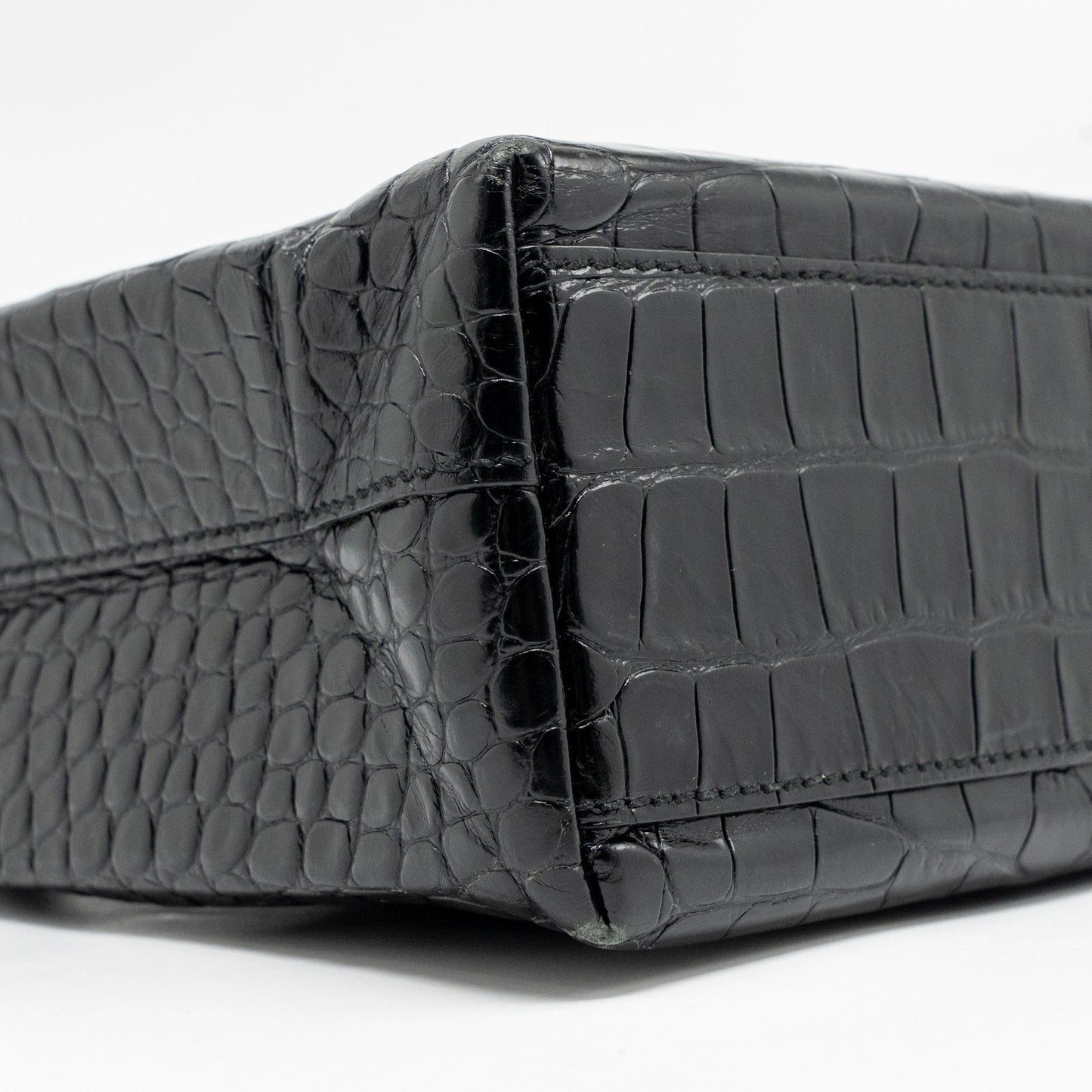 Balenciaga Shopping Tote Bag XXS Croc Embossed Calfskin Black SHW