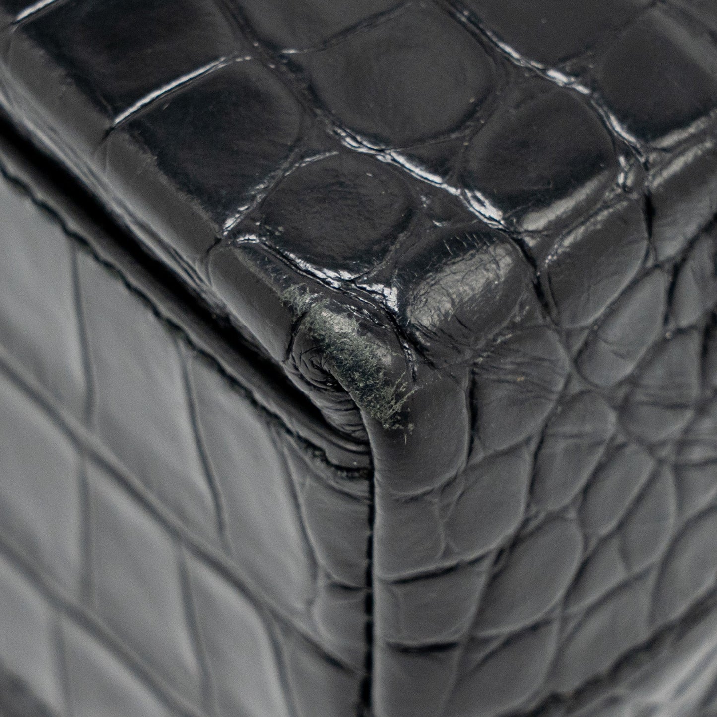 Balenciaga Shopping Tote Bag XXS Croc Embossed Calfskin Black SHW