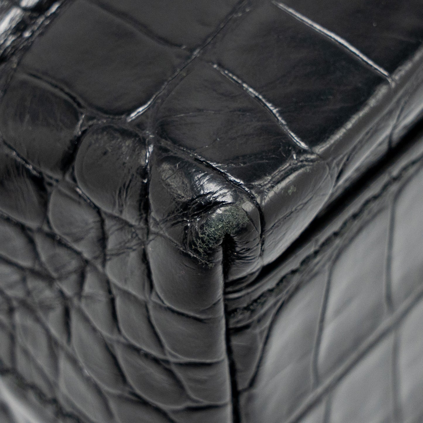 Balenciaga Shopping Tote Bag XXS Croc Embossed Calfskin Black SHW