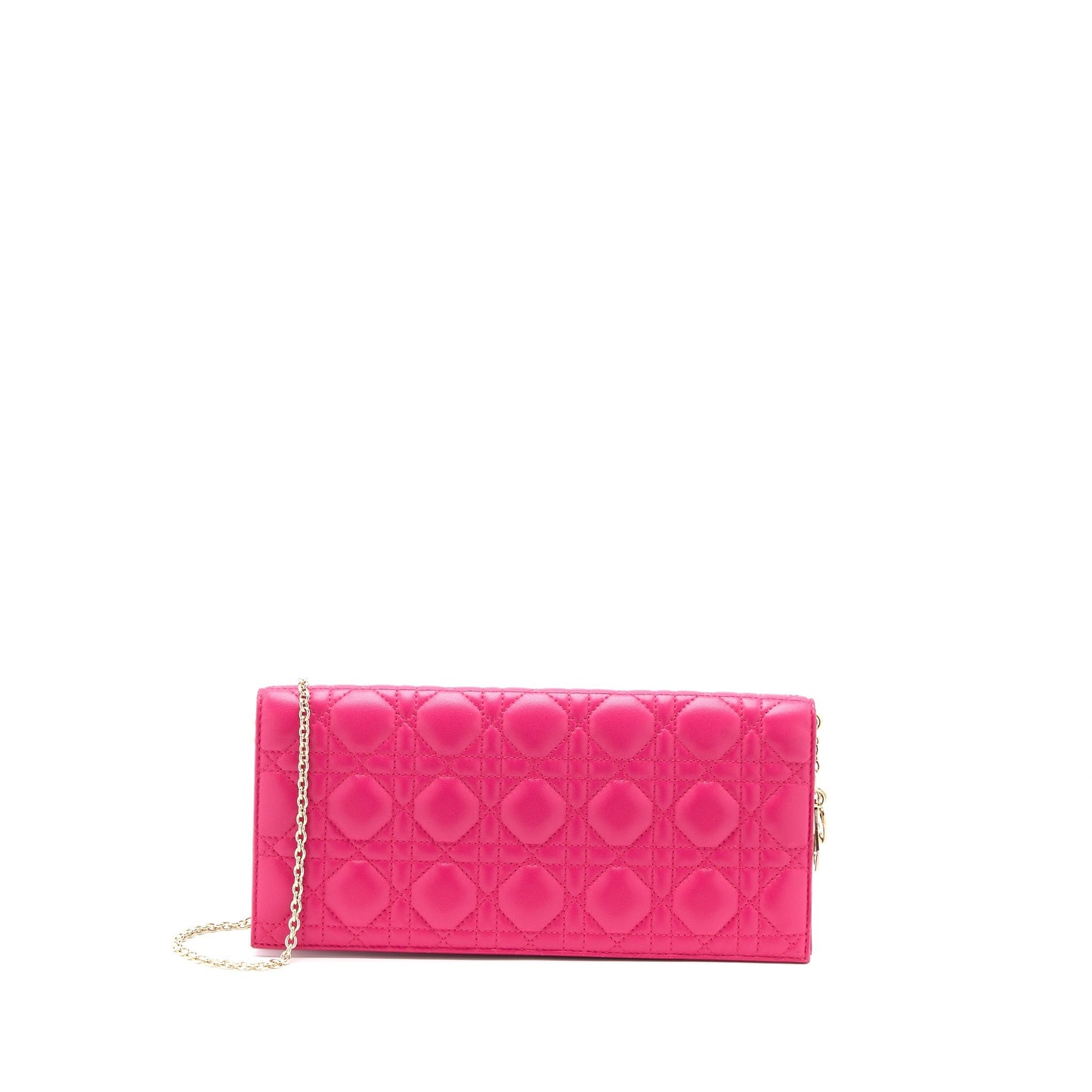Luxury Dior Cannage Quilted Lady Luxury Dior Chain Clutch Lambskin Pink LGHW