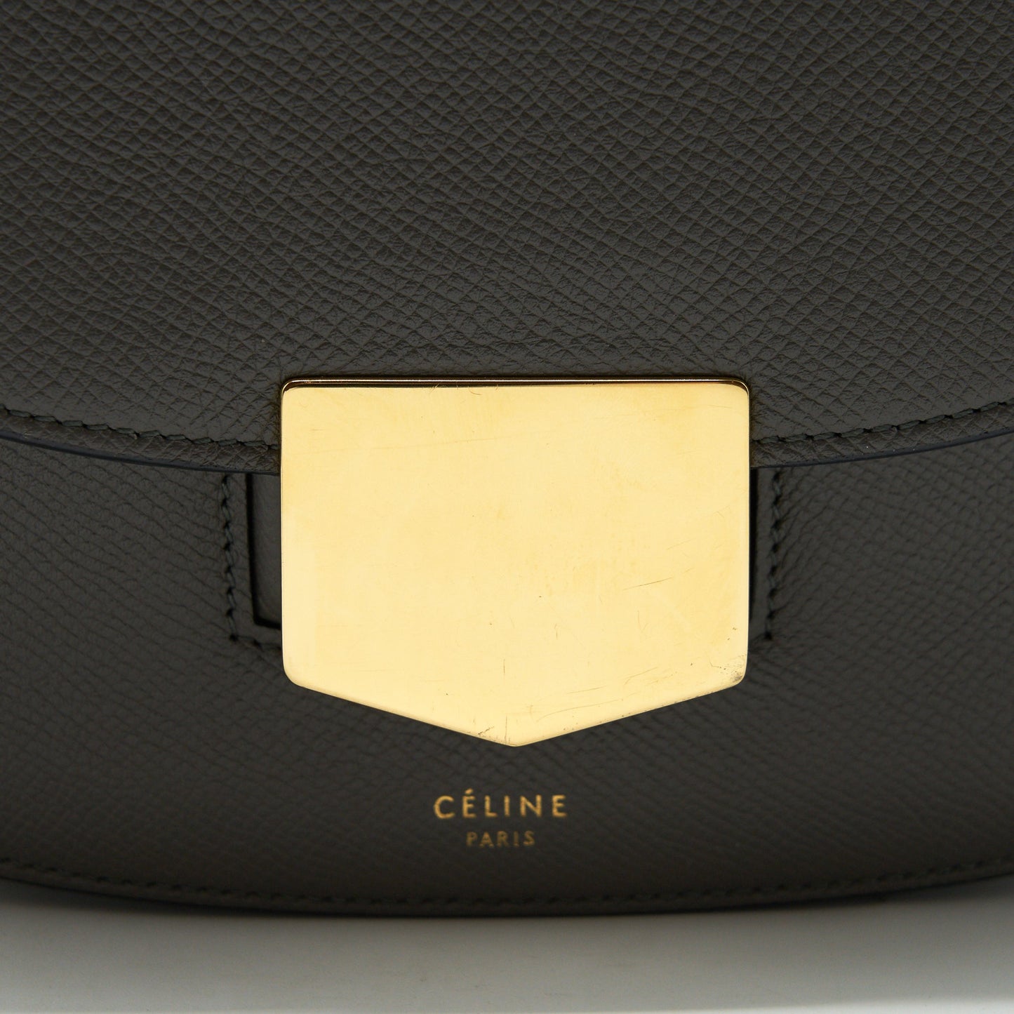 Celine Trotteur Bag Large Grained Calfskin Grey GHW