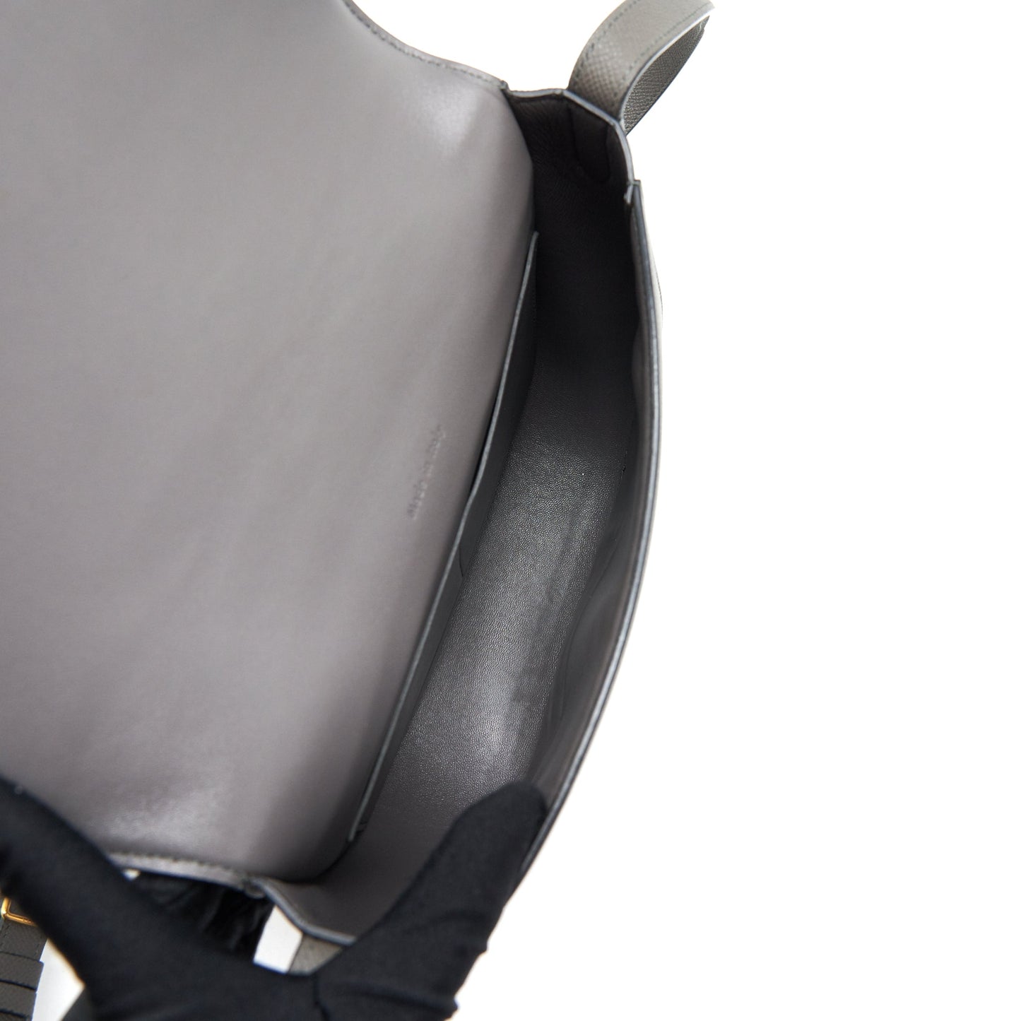 Celine Trotteur Bag Large Grained Calfskin Grey GHW