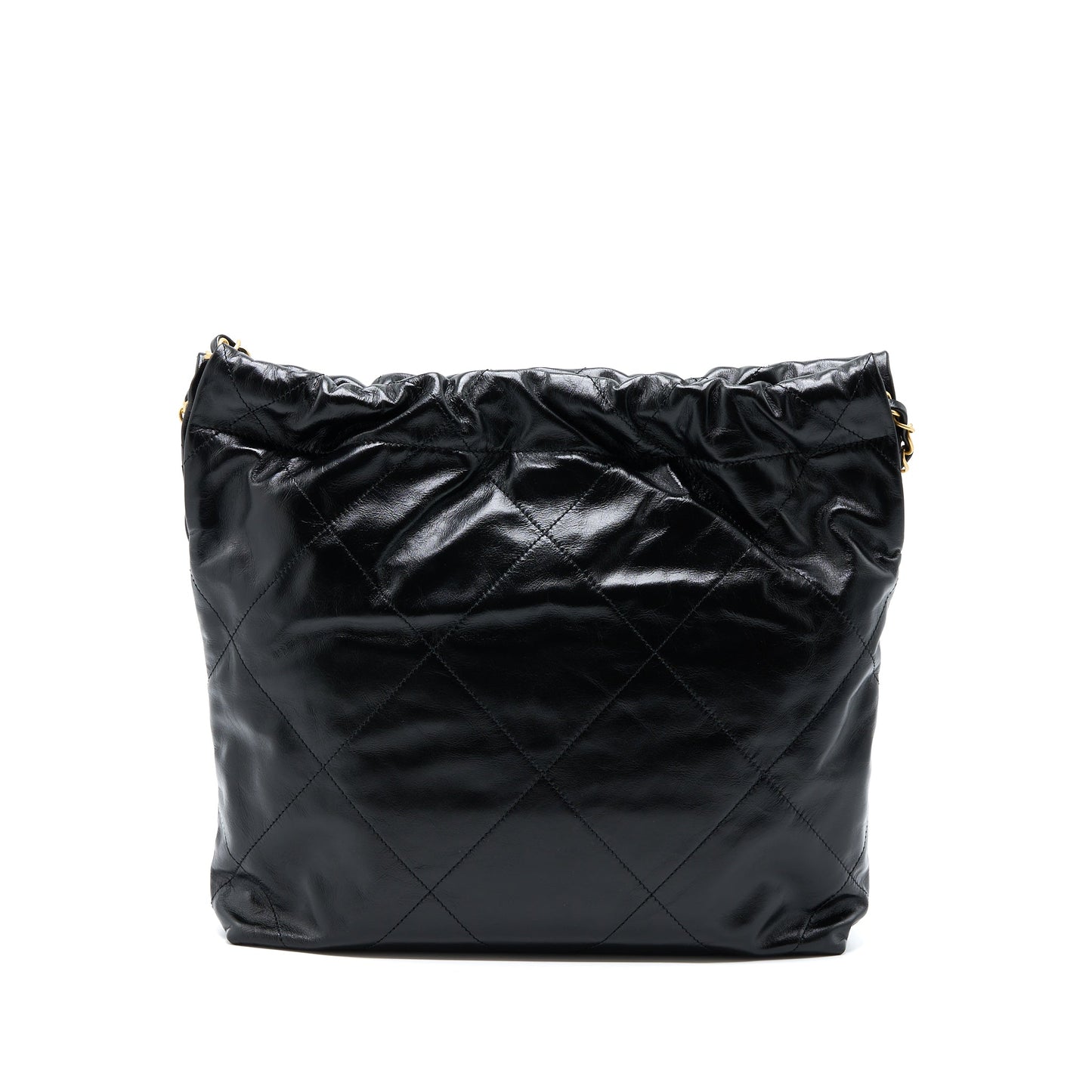 Chanel Small 22 Bag Gold Letter Shiny Calfskin Black GHW (Microchip)