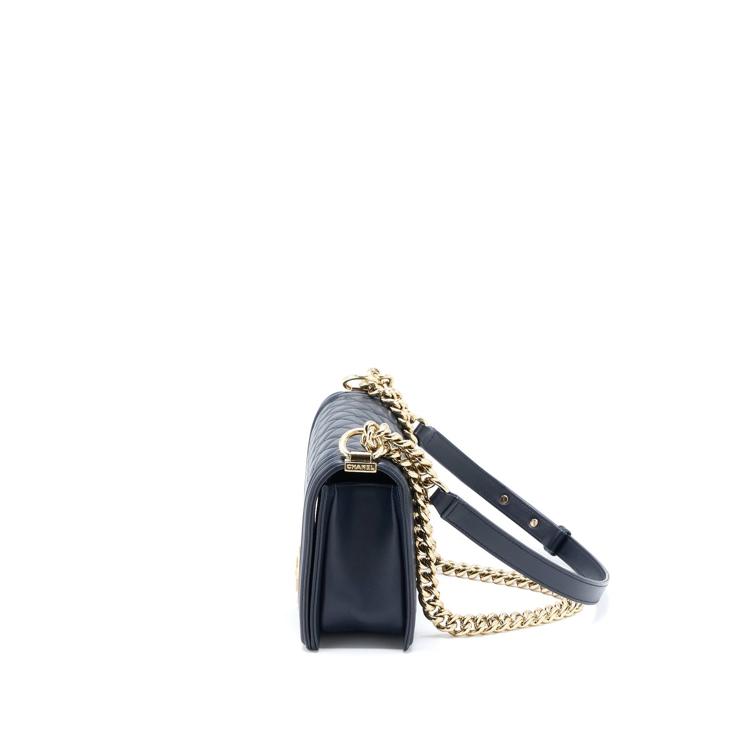 Chanel Medium Boy Bag Calfskin Navy LGHW