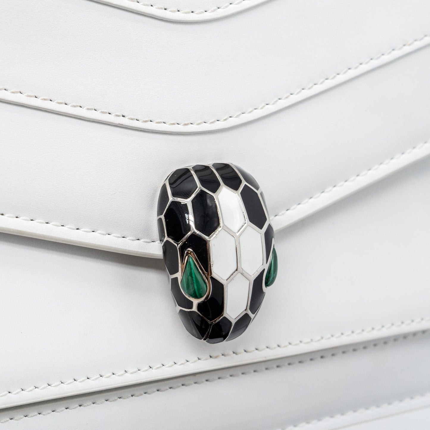 Bvlgari Serpenti Forever East-west Shoulder Bag Calfskin White SHW