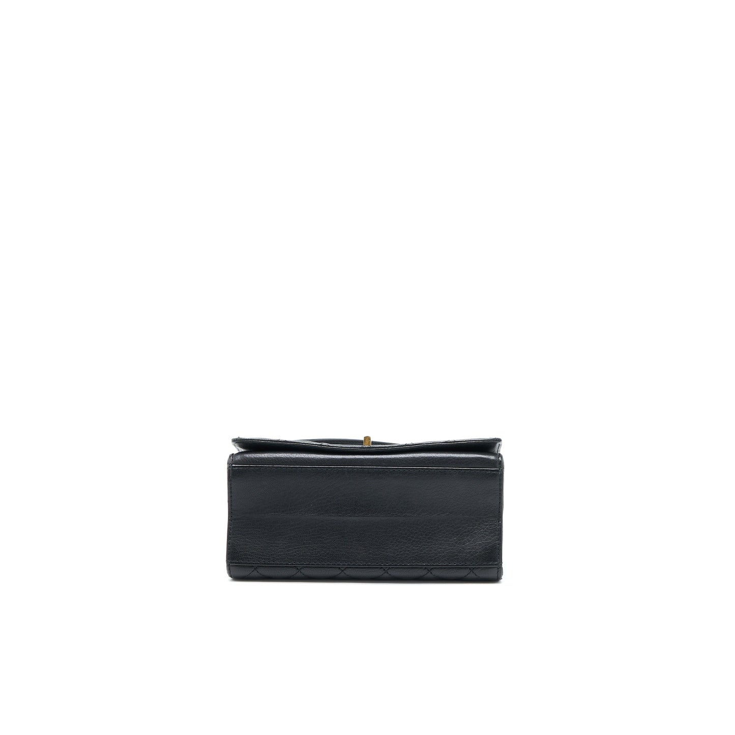 Chanel Rita Top Handle Flap Bag Grained Goatskin Black Brushed GHW
