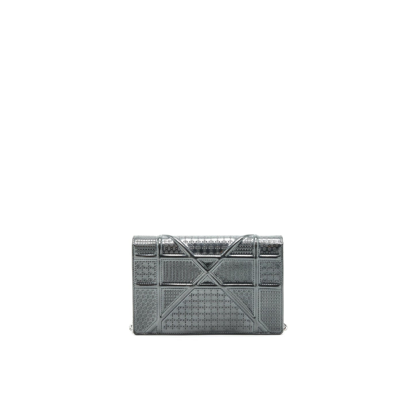 CHRISTIAN Luxury Dior Luxury DiorAMA WALLET ON CHAIN  METALLIC BLACK SHW