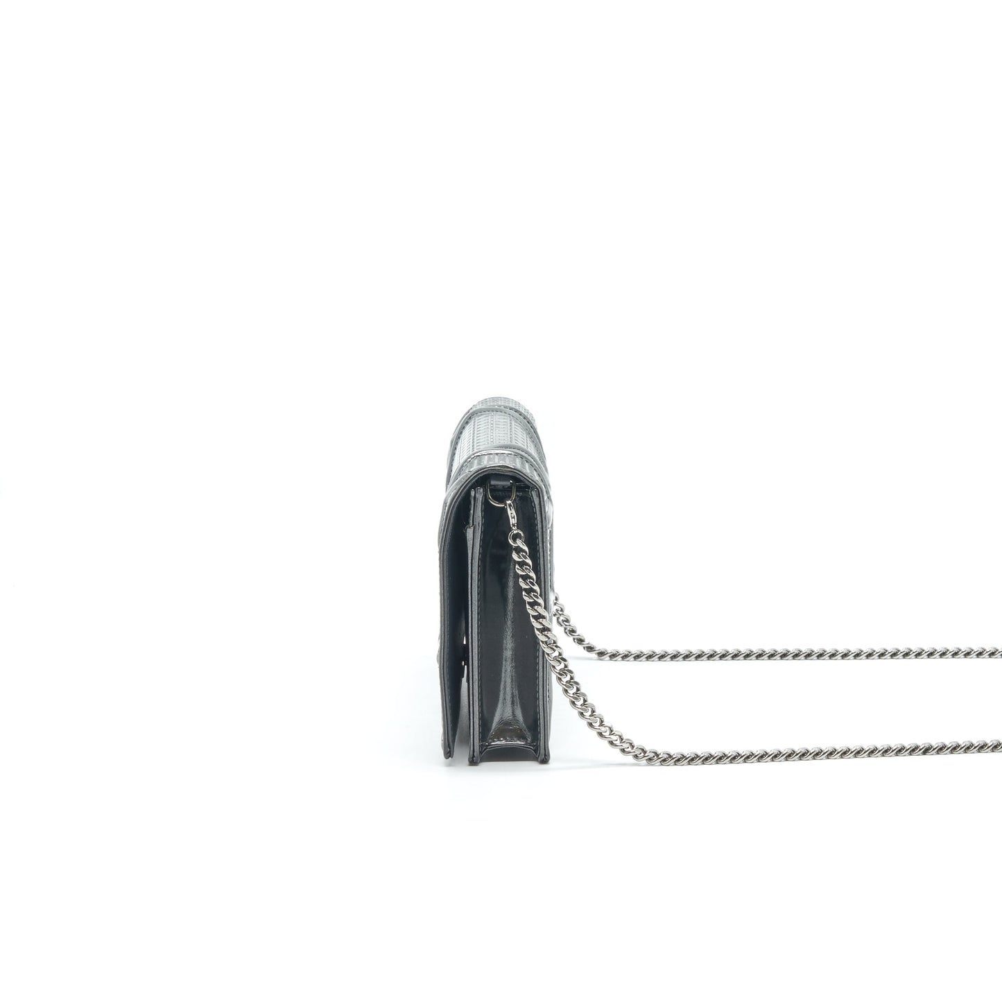 CHRISTIAN Luxury Dior Luxury DiorAMA WALLET ON CHAIN  METALLIC BLACK SHW