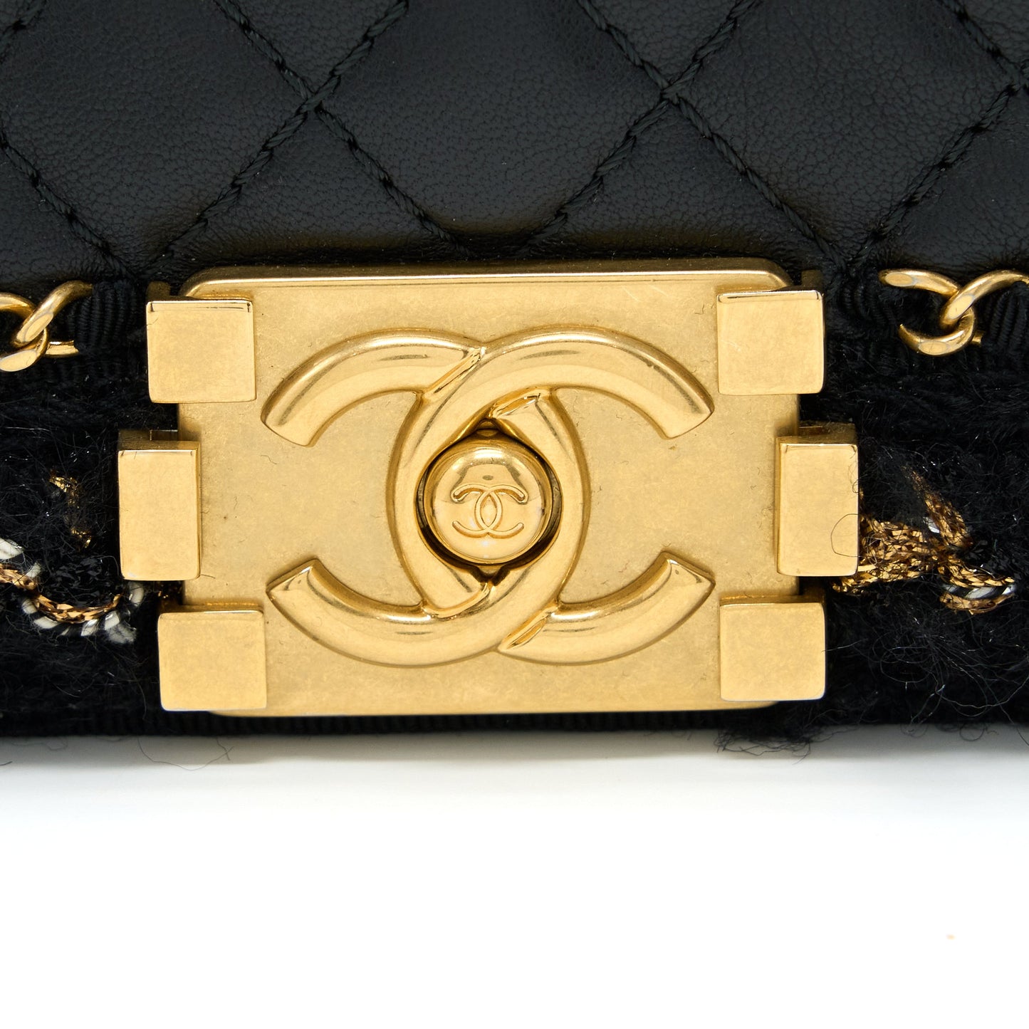 Chanel Small Jacket Boy Bag Lambskin/Tweed Black GHW