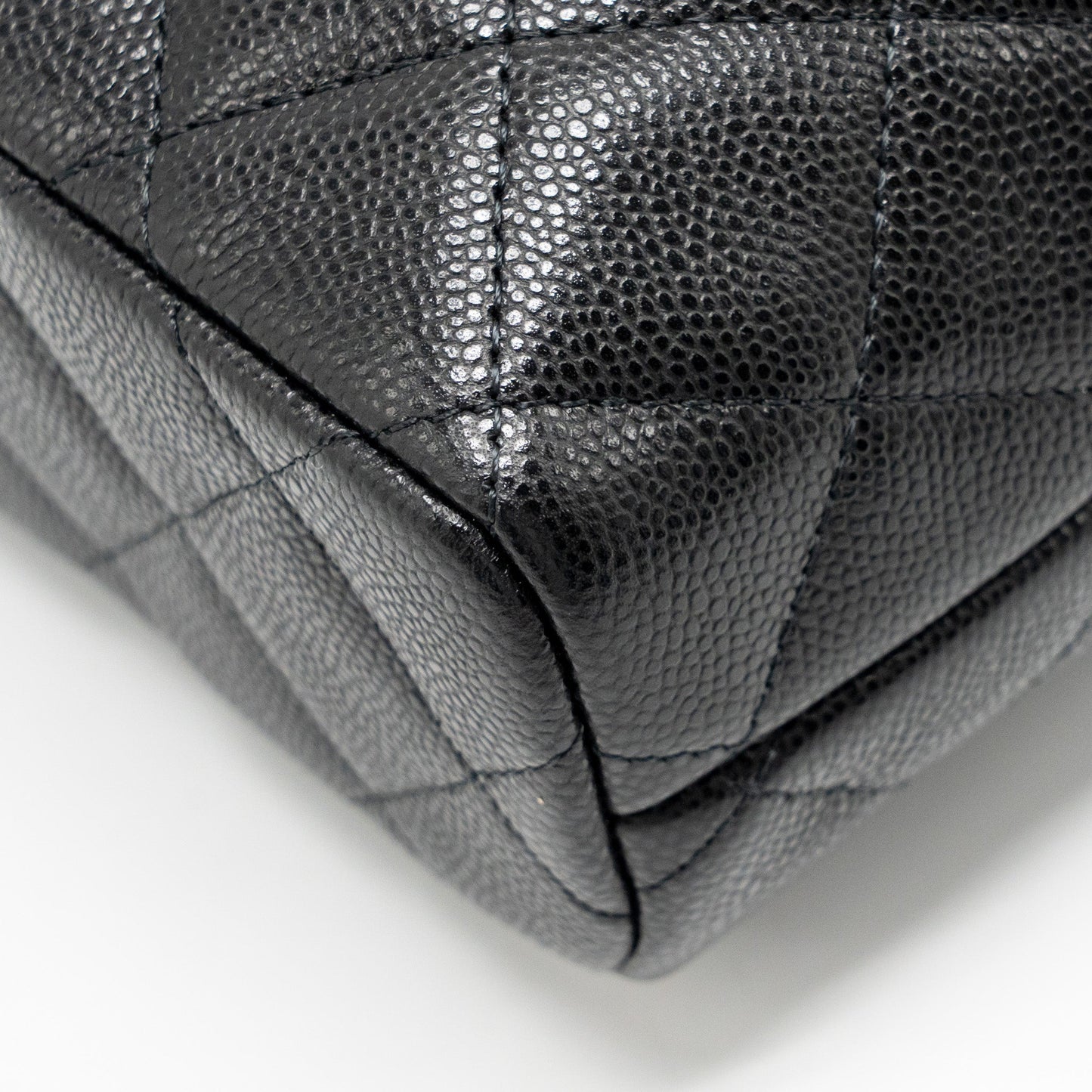 Chanel Quilted Hobo Bag with Chain Caviar Black LGHW (Microchip)