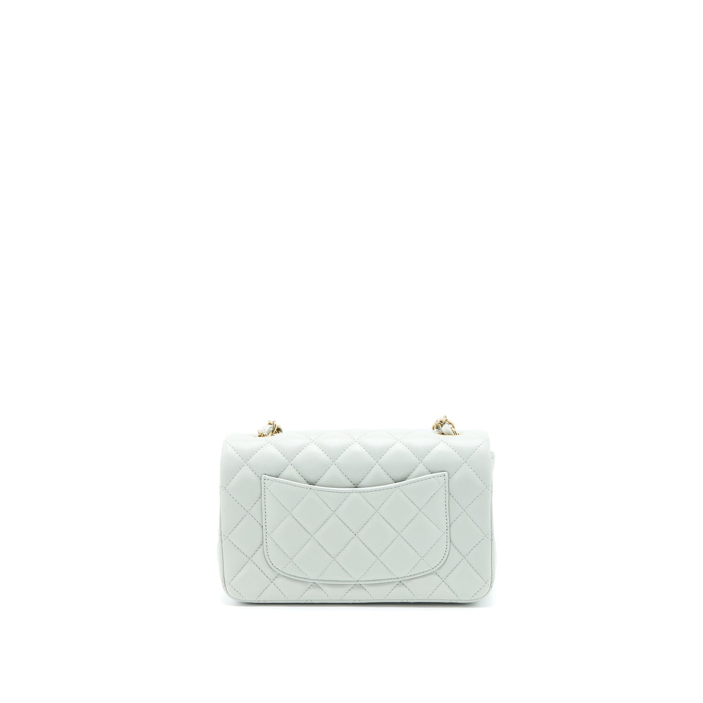 Chanel 23C Mini Rectangular Flap Bag Lambskin Light Grey LGHW (Microchip)