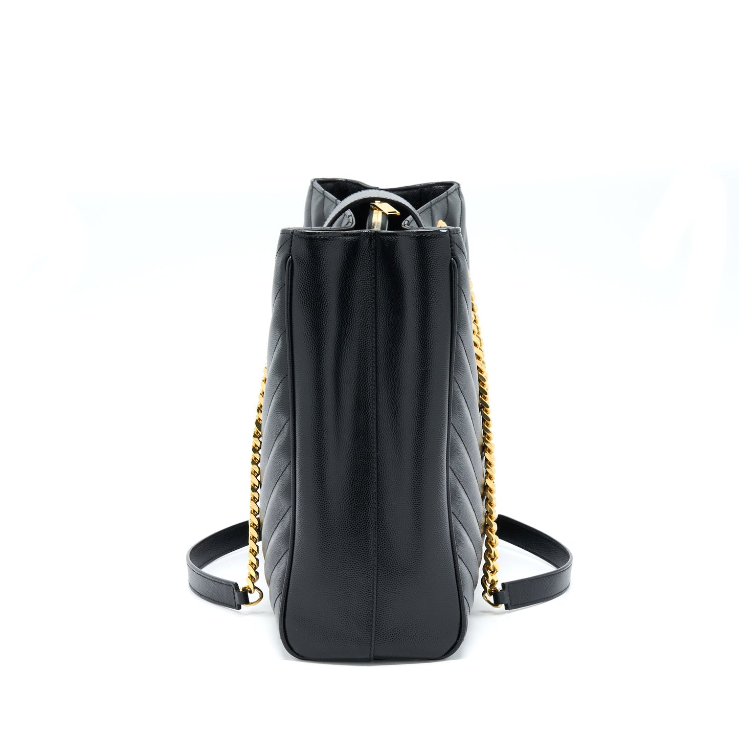 Saint Laurent/YSL Chevron Tote Bag Black GHW