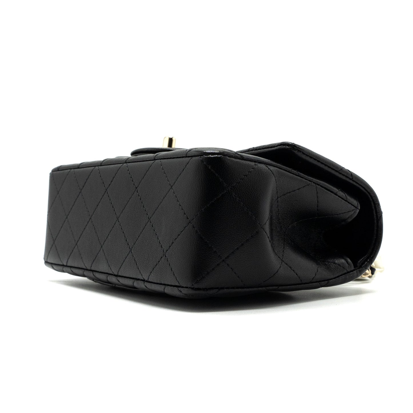 Chanel Top Handle Mini Rectangular Flap Bag Lambskin Black LGHW(Microchip)